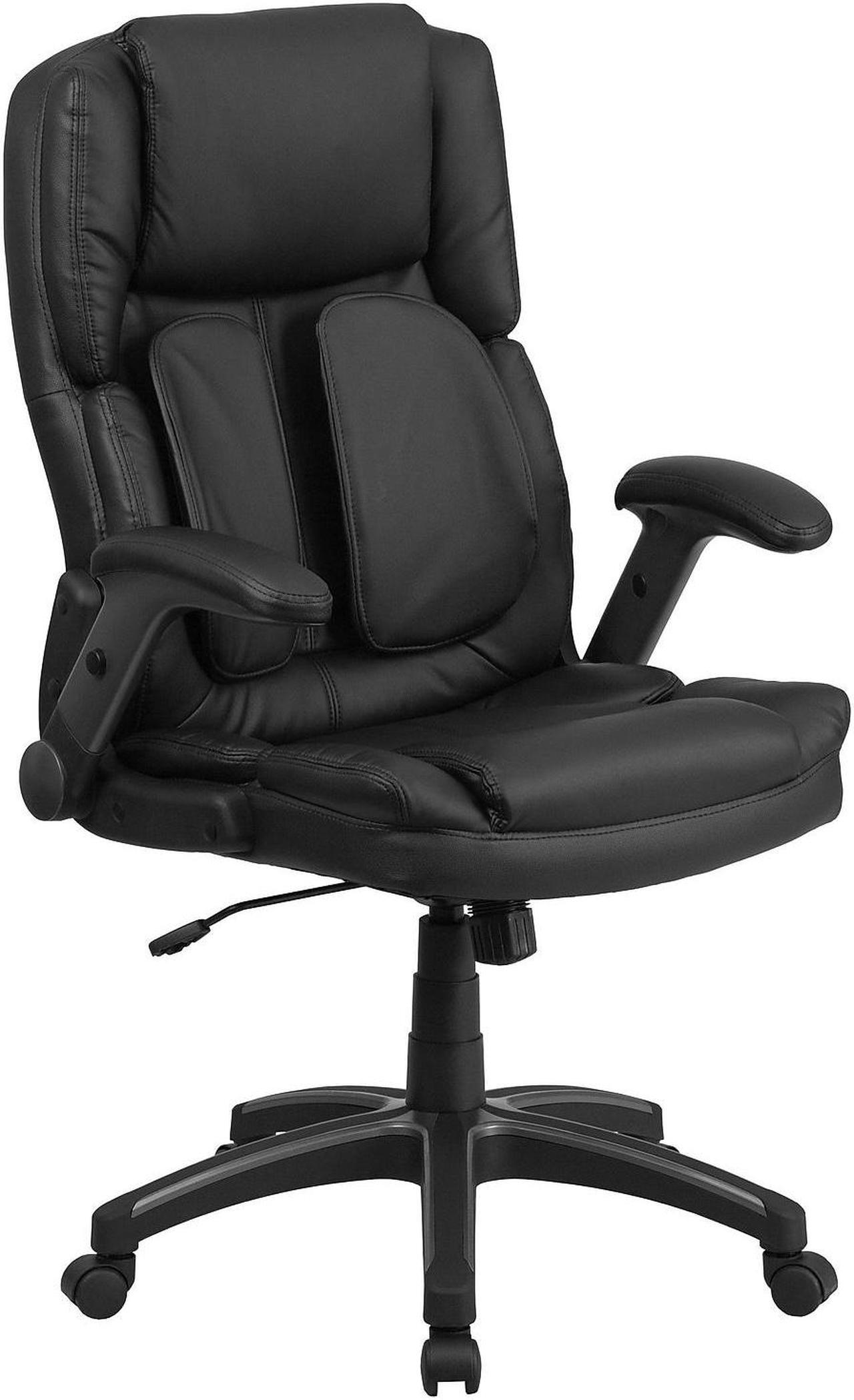 Alt view image 19 of 20 - Extreme Comfort High Back Black LeatherSoft Executive Swivel Ergonomic Office Chair with Flip-Up Arms