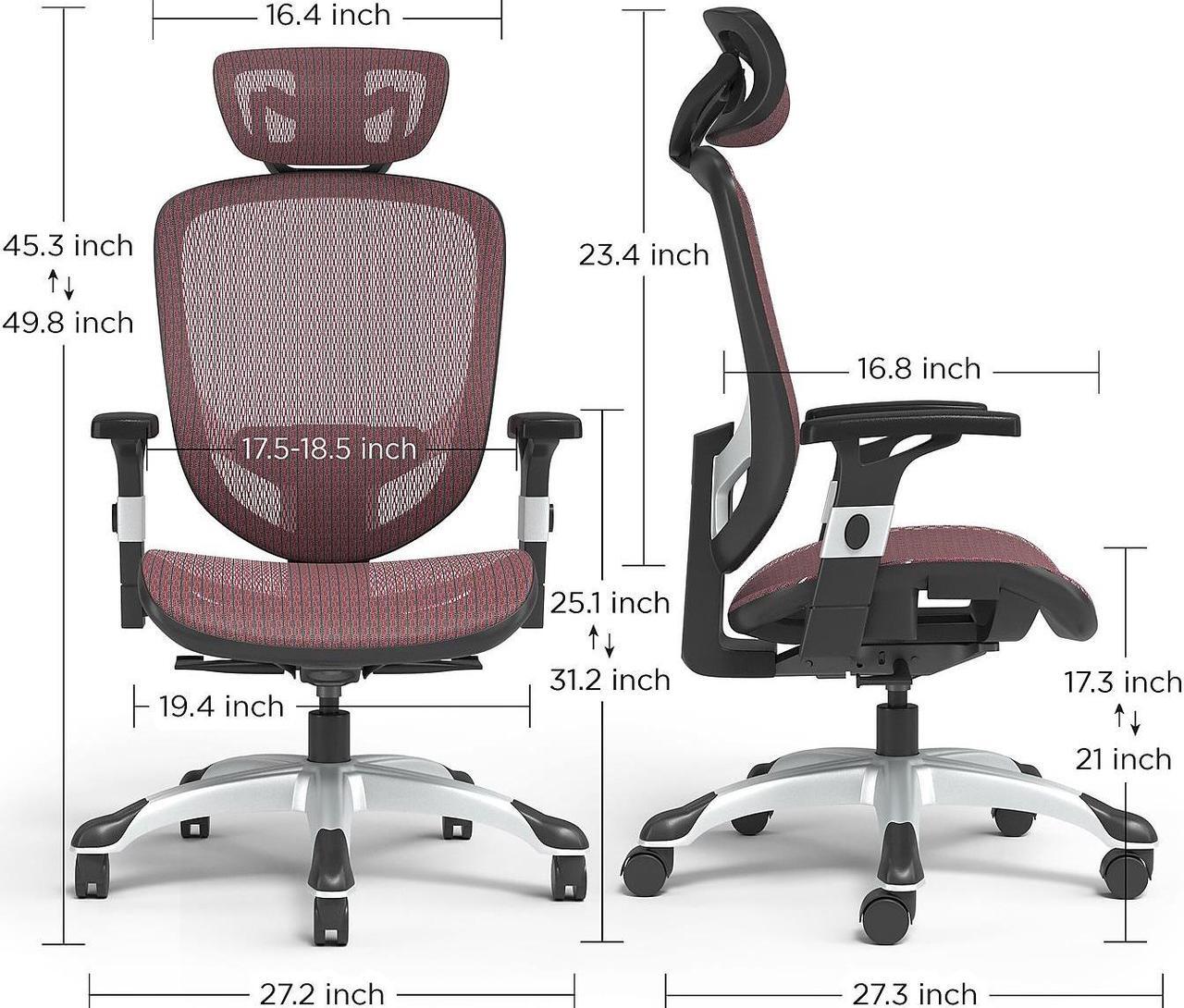 Alt view image 6 of 6 - Staples Hyken Technical Mesh Task Chair Red 50218