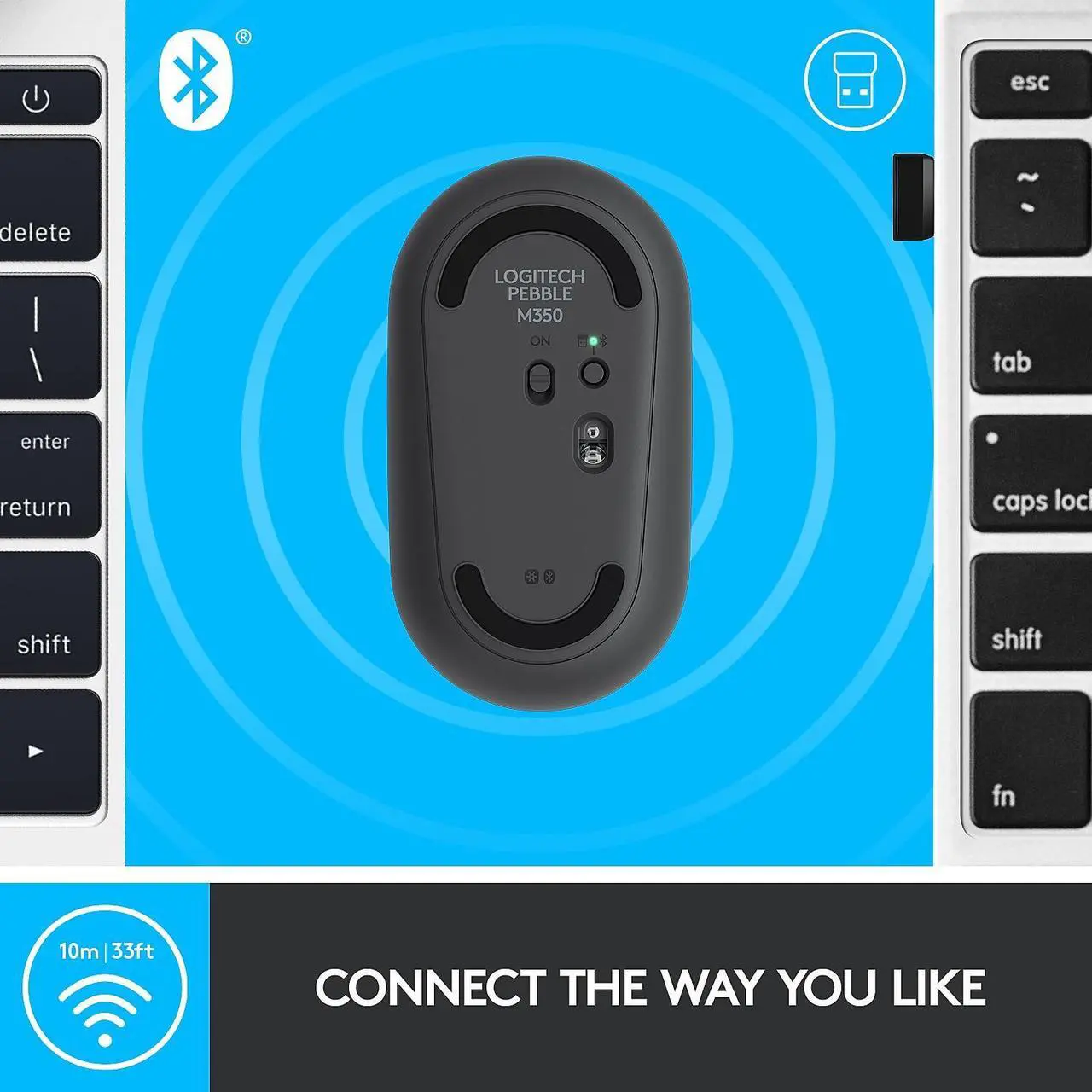 Alt view image 19 of 20 - Logitech Pebble M350 Wireless Mouse with Bluetooth or USB - Graphite