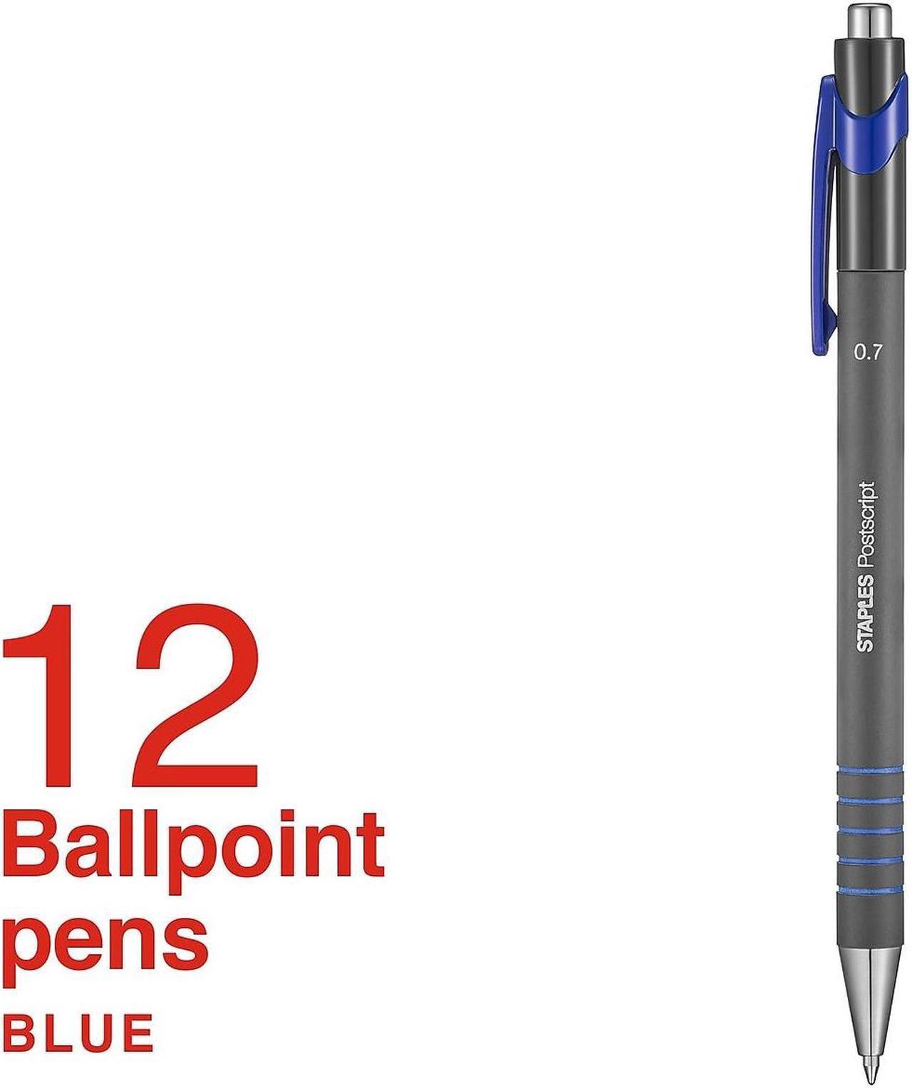 Alt view image 2 of 6 - Staples PostscriptRetractable Ballpoint Pens Fine Point Blue Dozen 808009