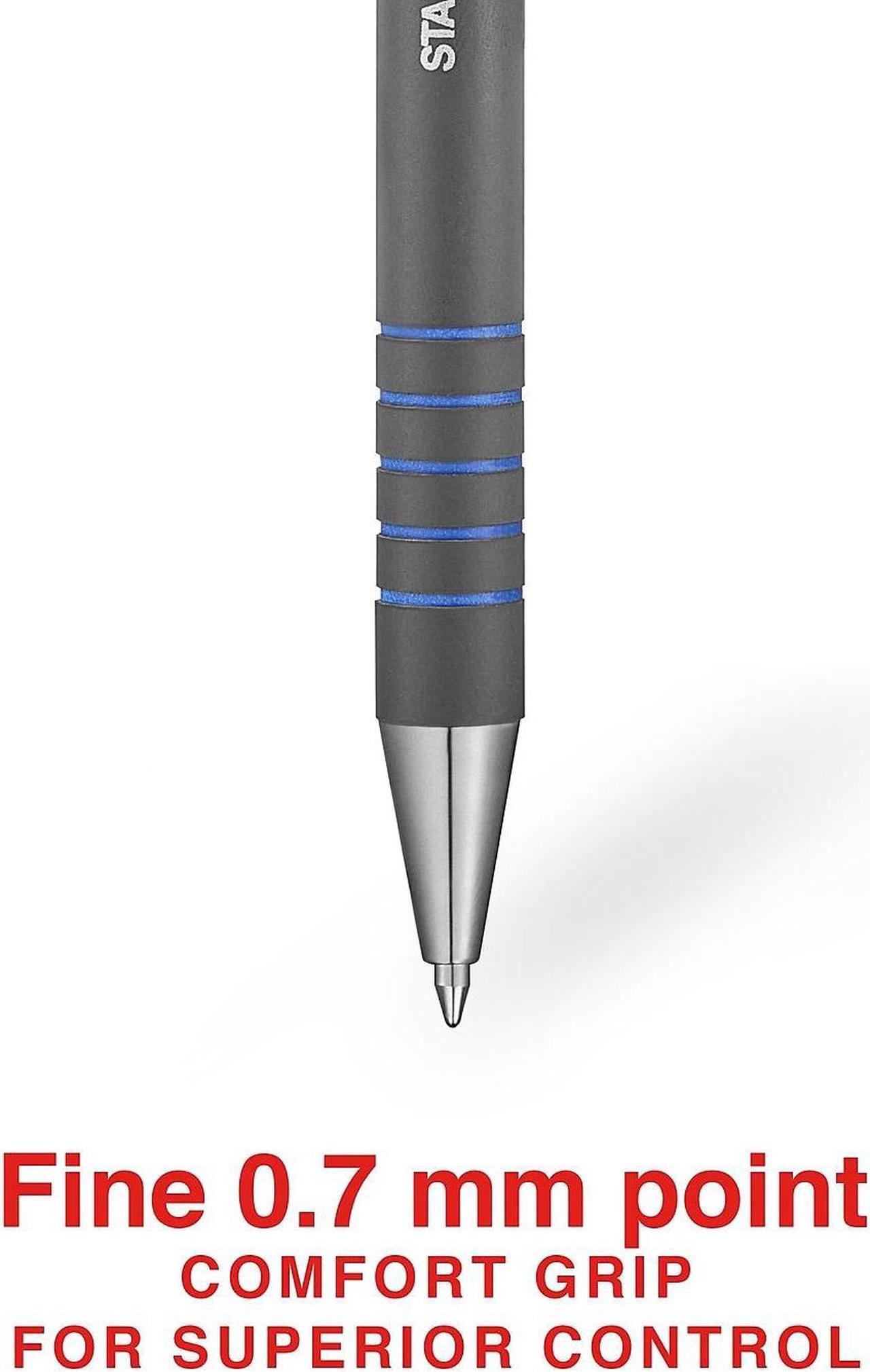 Alt view image 3 of 6 - Staples PostscriptRetractable Ballpoint Pens Fine Point Blue Dozen 808009