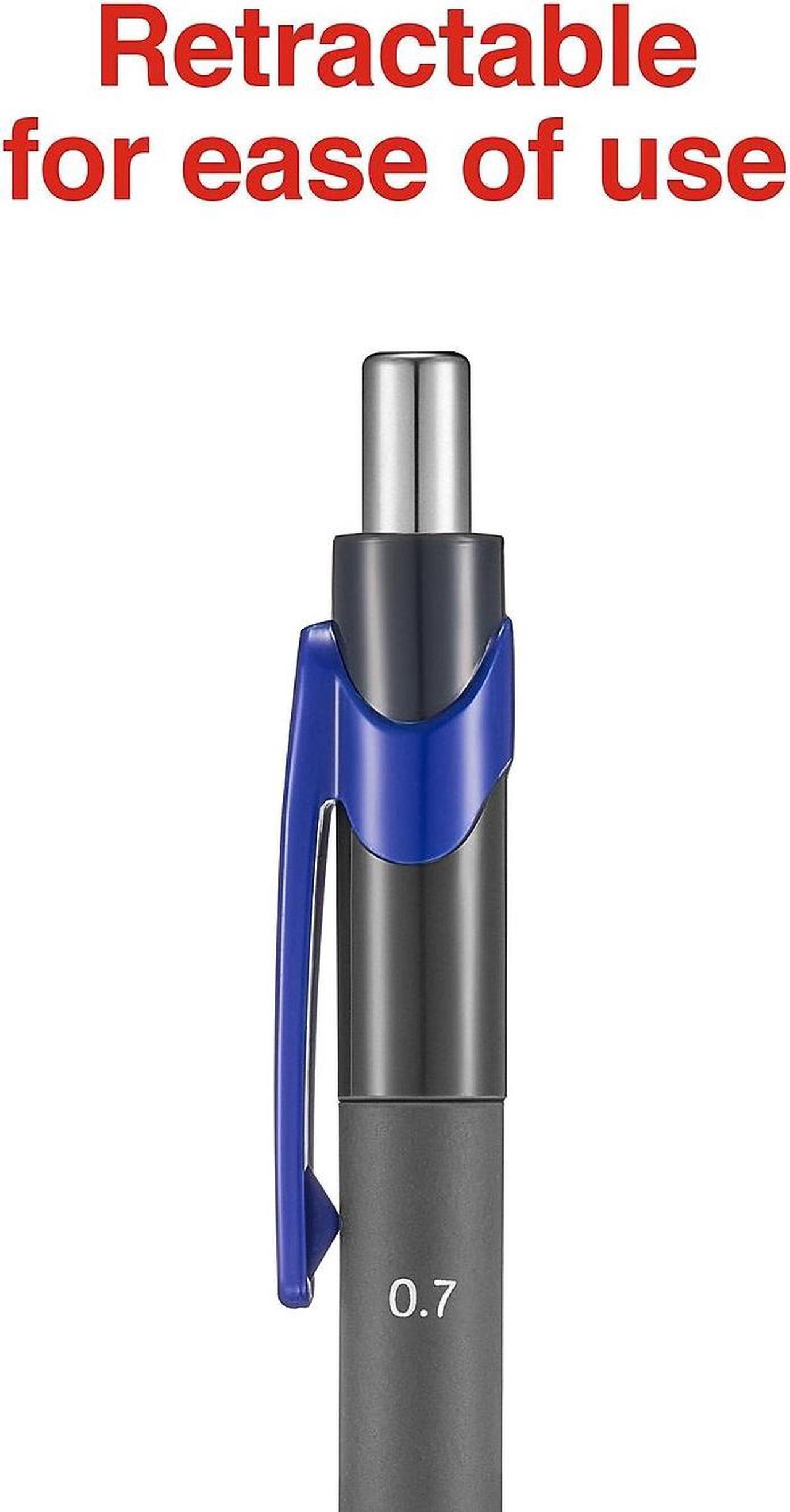 Alt view image 4 of 6 - Staples PostscriptRetractable Ballpoint Pens Fine Point Blue Dozen 808009