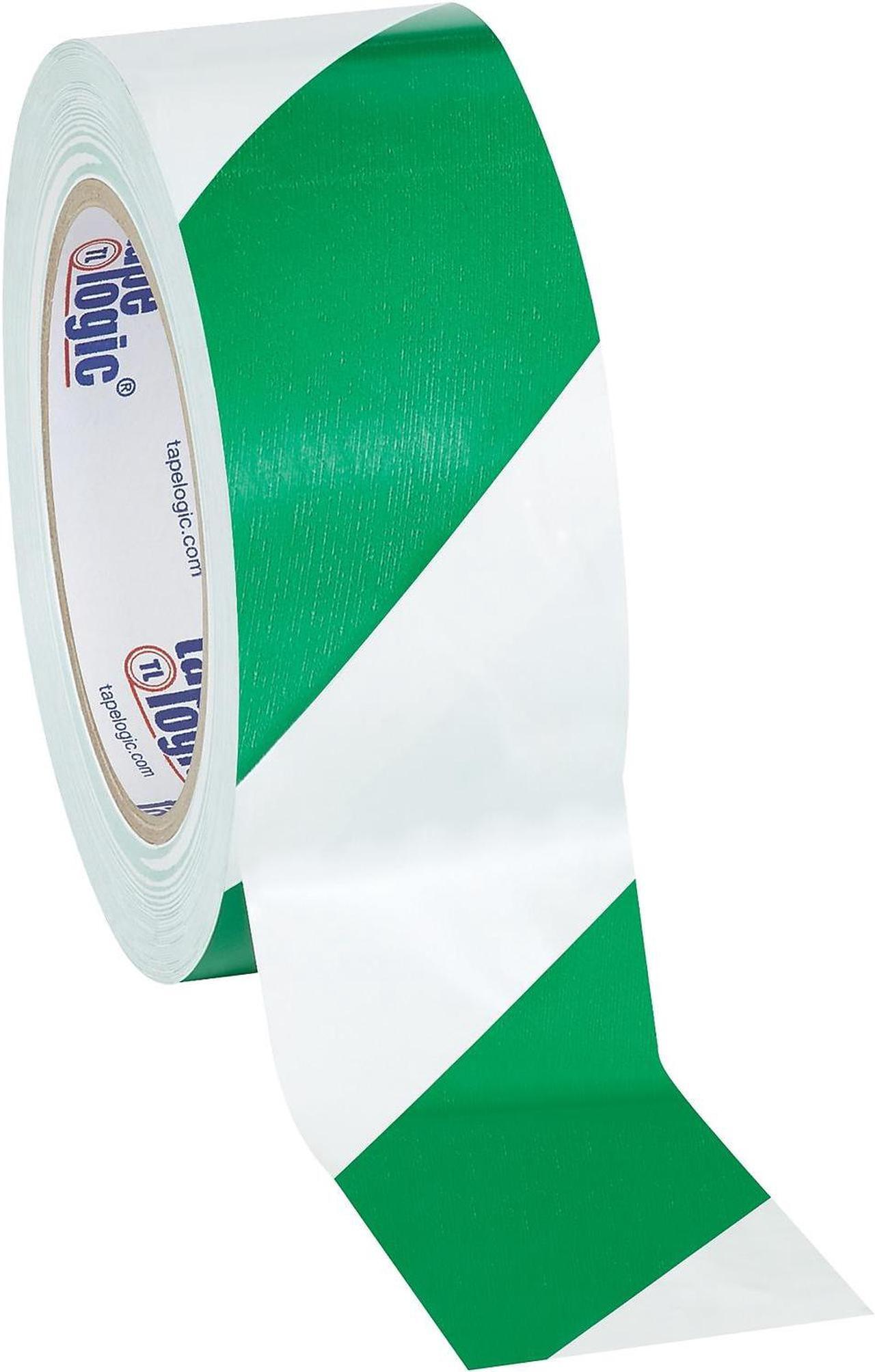 Alt view image 2 of 2 - Tape Logic Vinyl Safety Tape Green/White Striped 2" x 36yds. 24/Case (T9236GW)