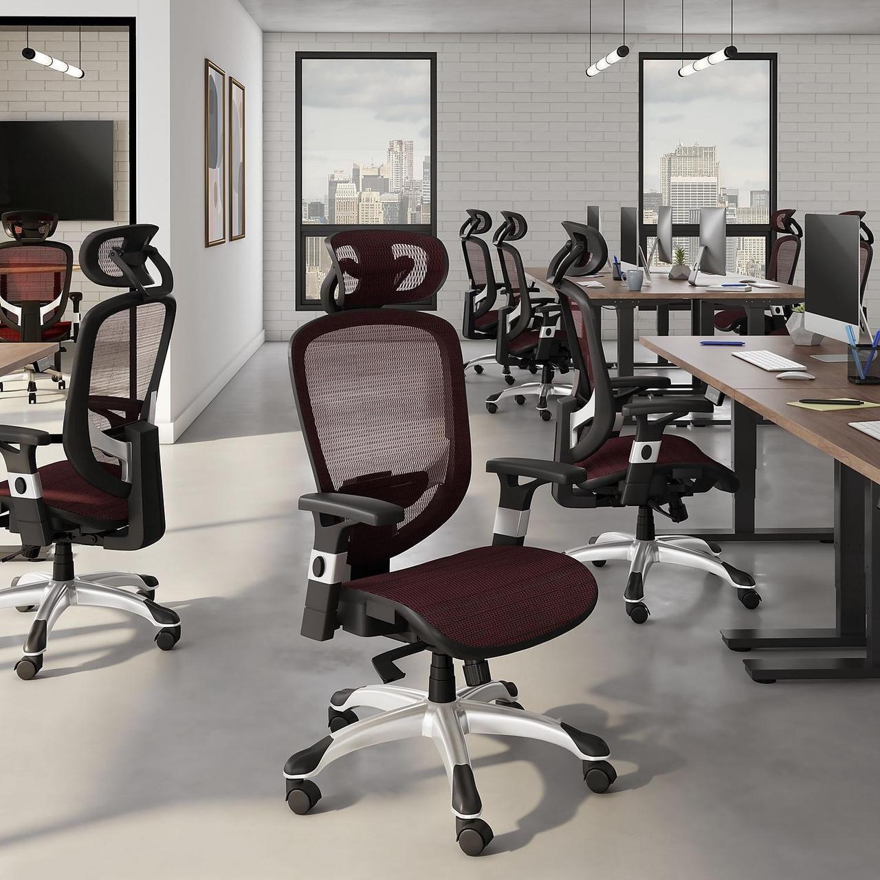 Alt view image 4 of 6 - Staples Hyken Technical Mesh Task Chair Red 50218