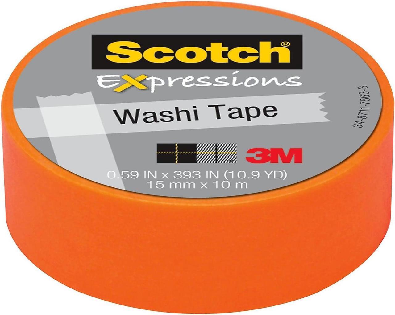Alt view image 5 of 17 - 3M C314-ORG Washi Tape .59 in. x 393 in. - 15mmx10m -Orange