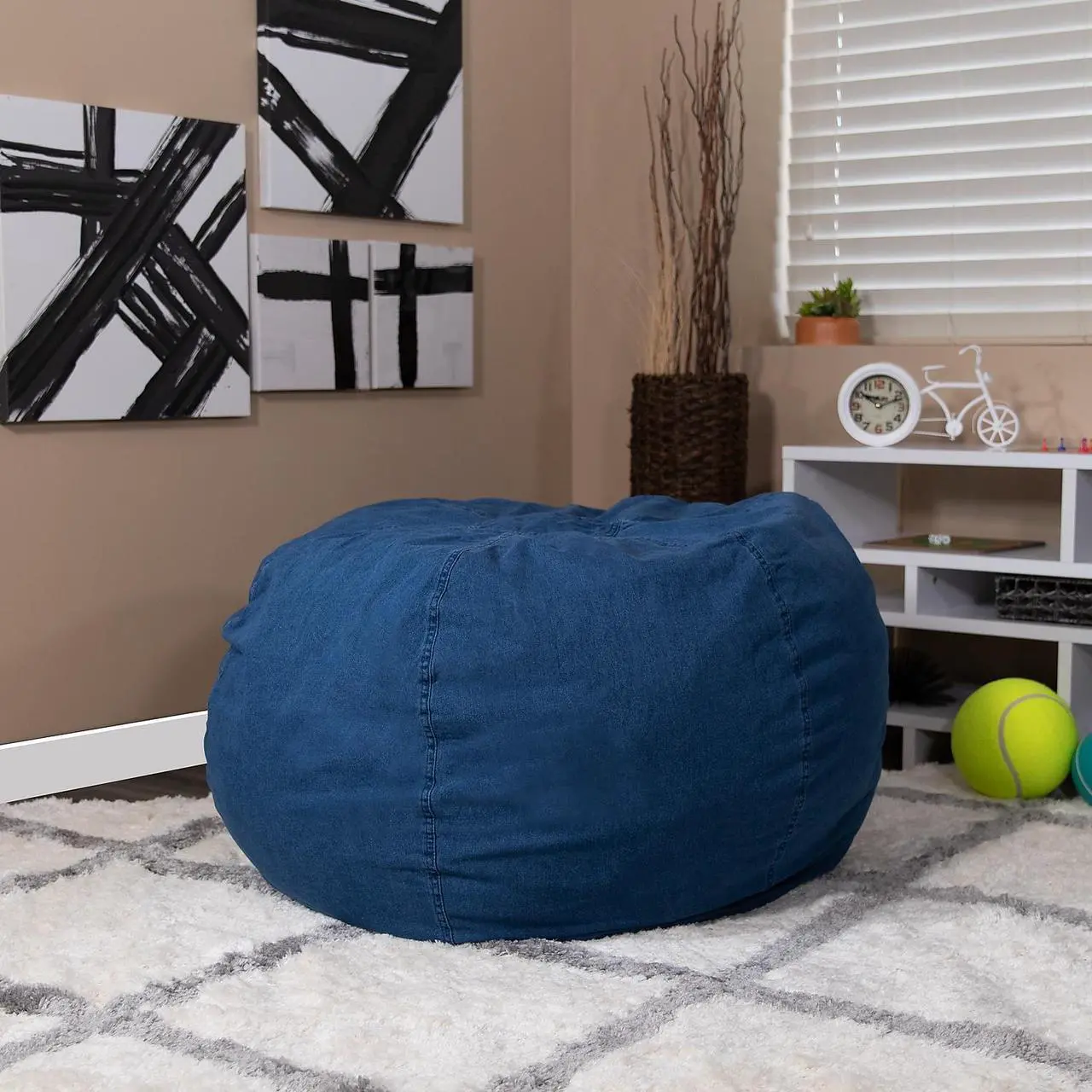 Alt view image 16 of 20 - Oversized Denim Kids Bean Bag Chair