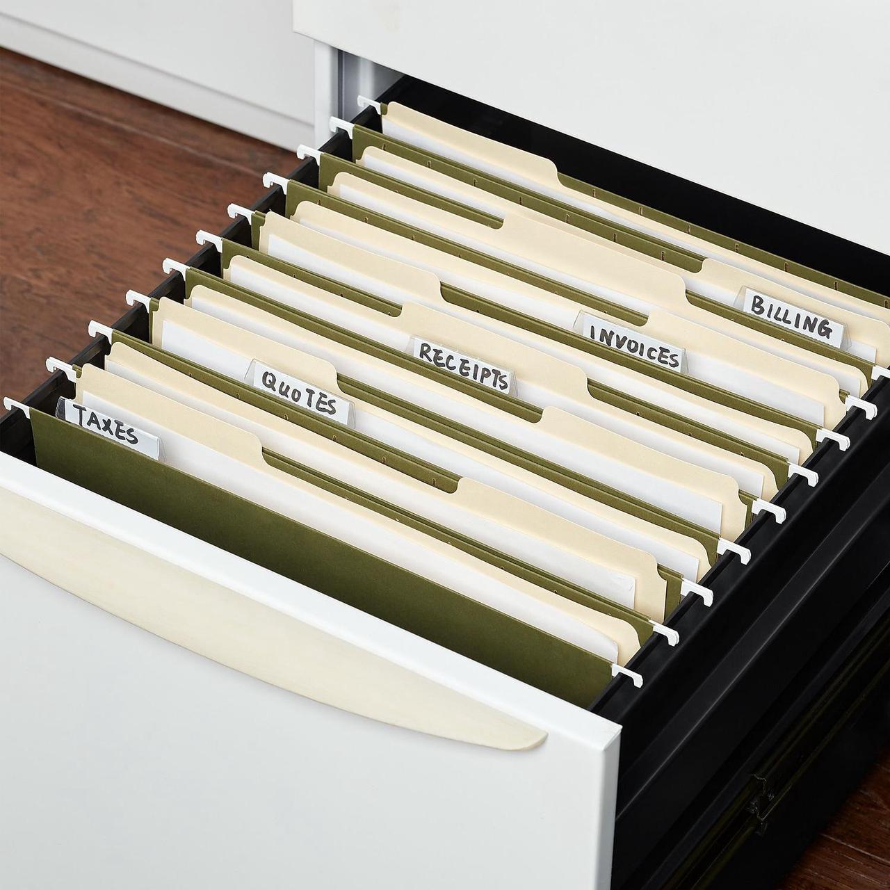 Alt view image 4 of 5 - MyOfficeInnovations Hanging File Folders 5-Tab Legal Size Standard Green 25/BX (116830)