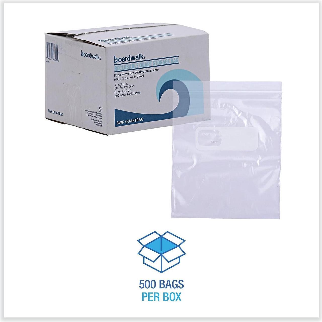 Alt view image 13 of 17 - Boardwalk Reclosable Food Storage Bags 1 qt Clear LDPE 6 1/2 x 5.88 500/Box