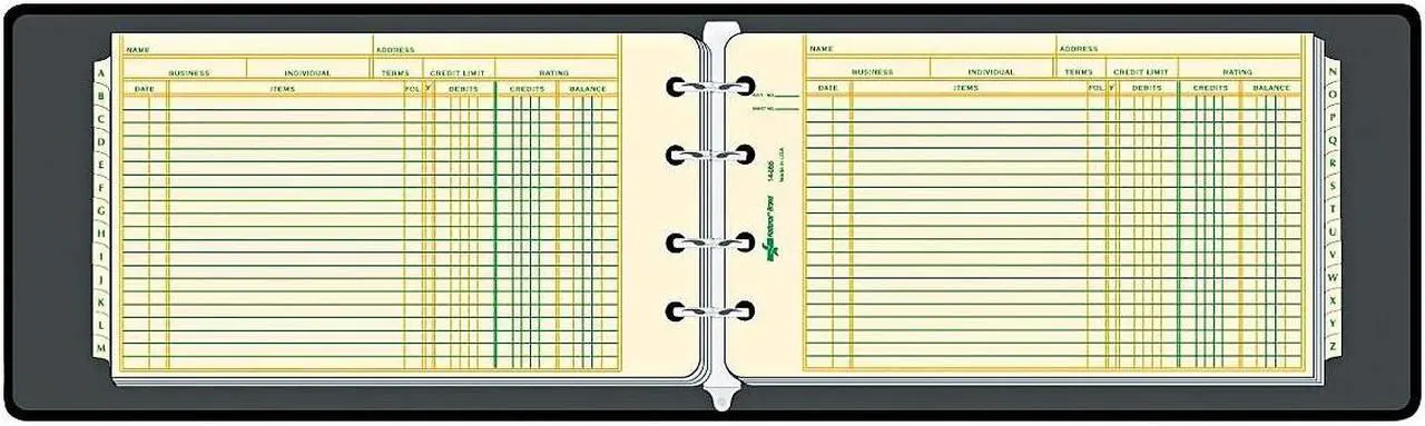 Alt view image 15 of 16 - National Four-Ring Ledger Binder Kit Black 8.5 x 5 100 Sheets/Book 63453