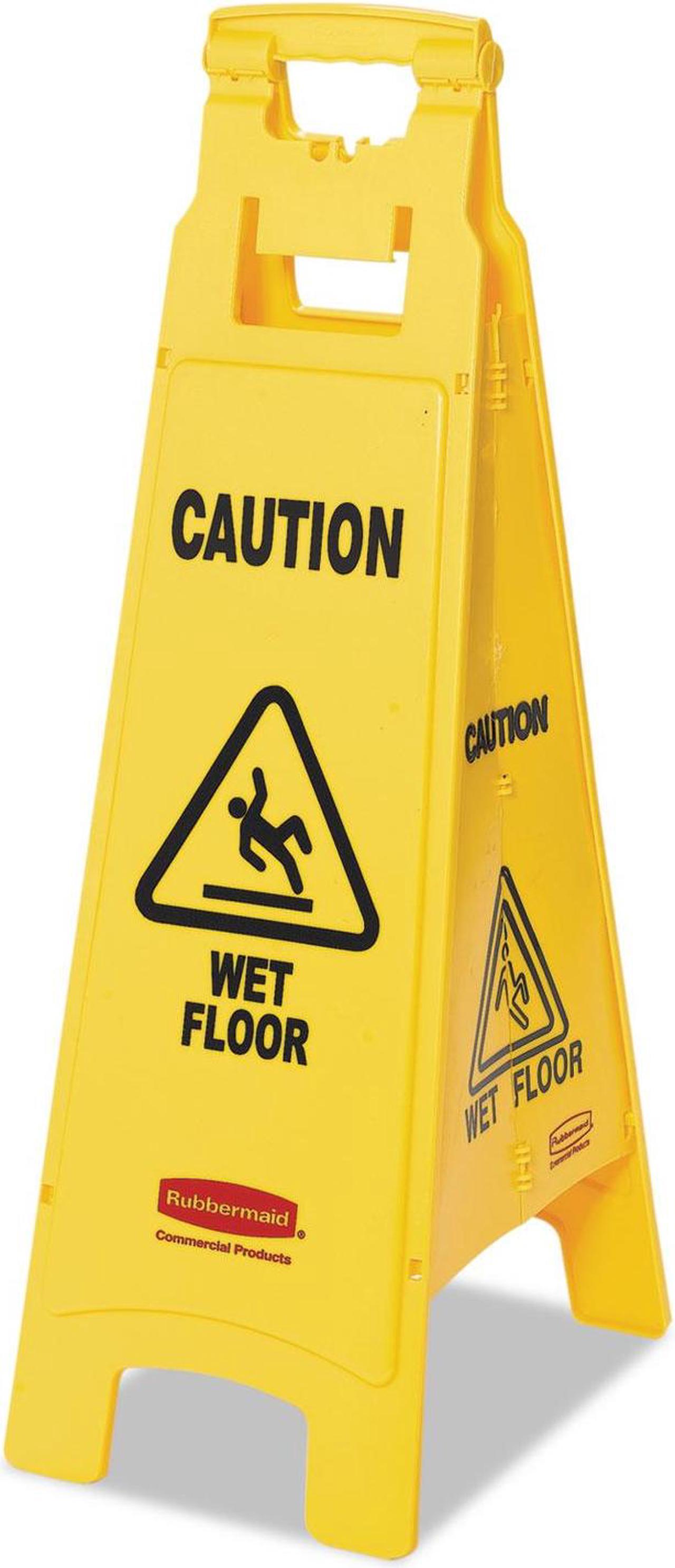 Alt view image 6 of 7 - Rubbermaid Commercial Caution Wet Floor Floor Sign 4-Sided Plastic 12 x 16 x 38 Yellow 611477YEL