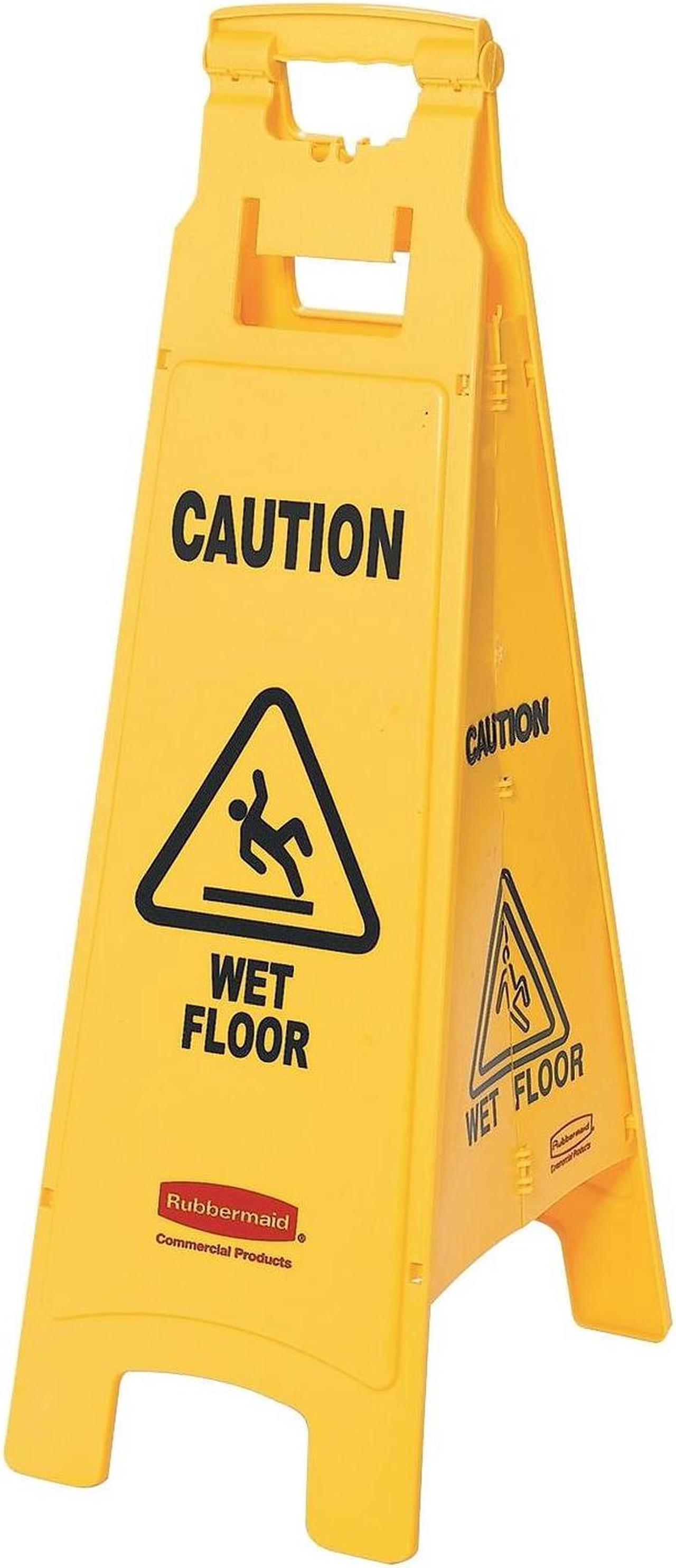 Alt view image 7 of 7 - Rubbermaid Commercial Caution Wet Floor Floor Sign 4-Sided Plastic 12 x 16 x 38 Yellow 611477YEL