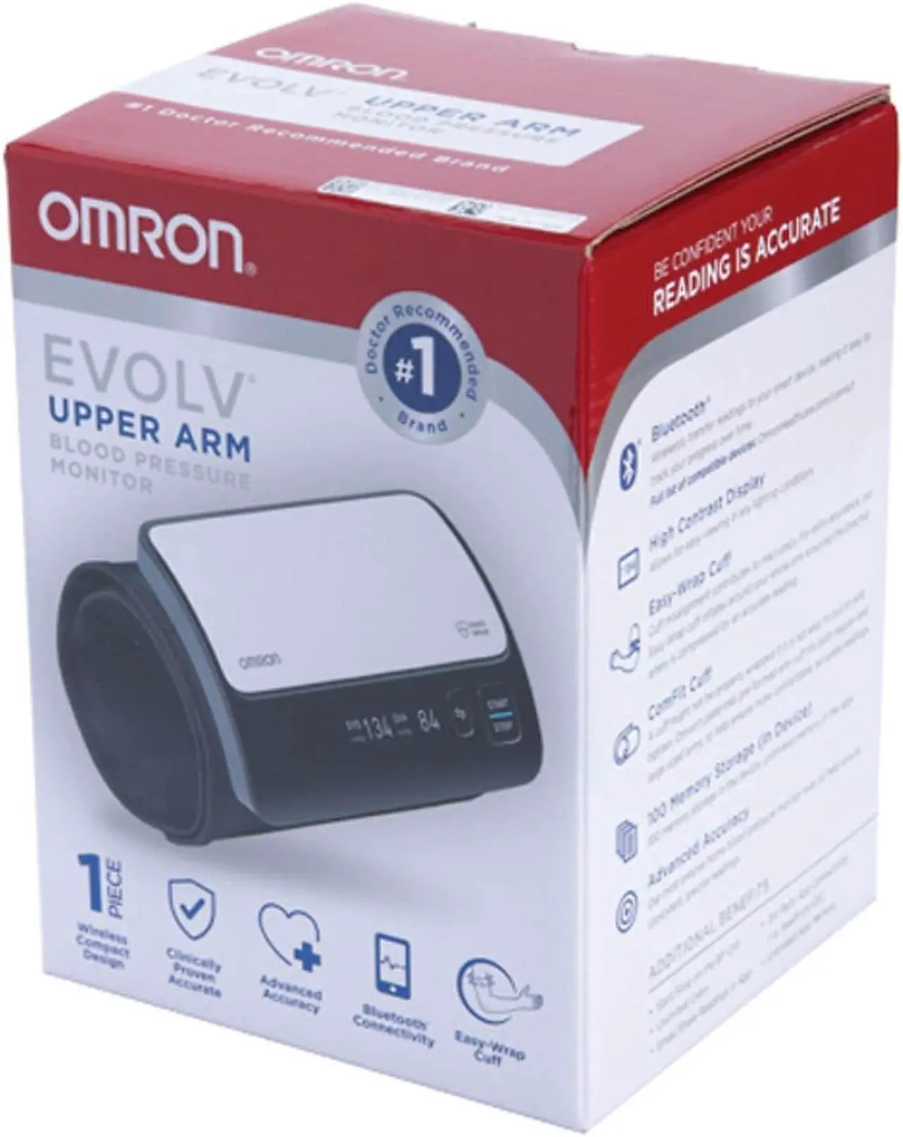 Alt view image 3 of 7 - Omron Evolv Digital Wireless Upper Arm Blood Pressure Monitor OMRBP7000
