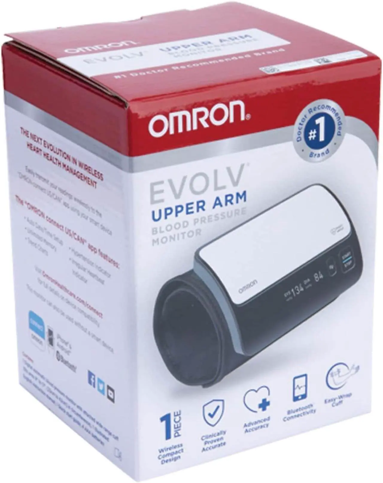 Alt view image 7 of 7 - Omron Evolv Digital Wireless Upper Arm Blood Pressure Monitor OMRBP7000