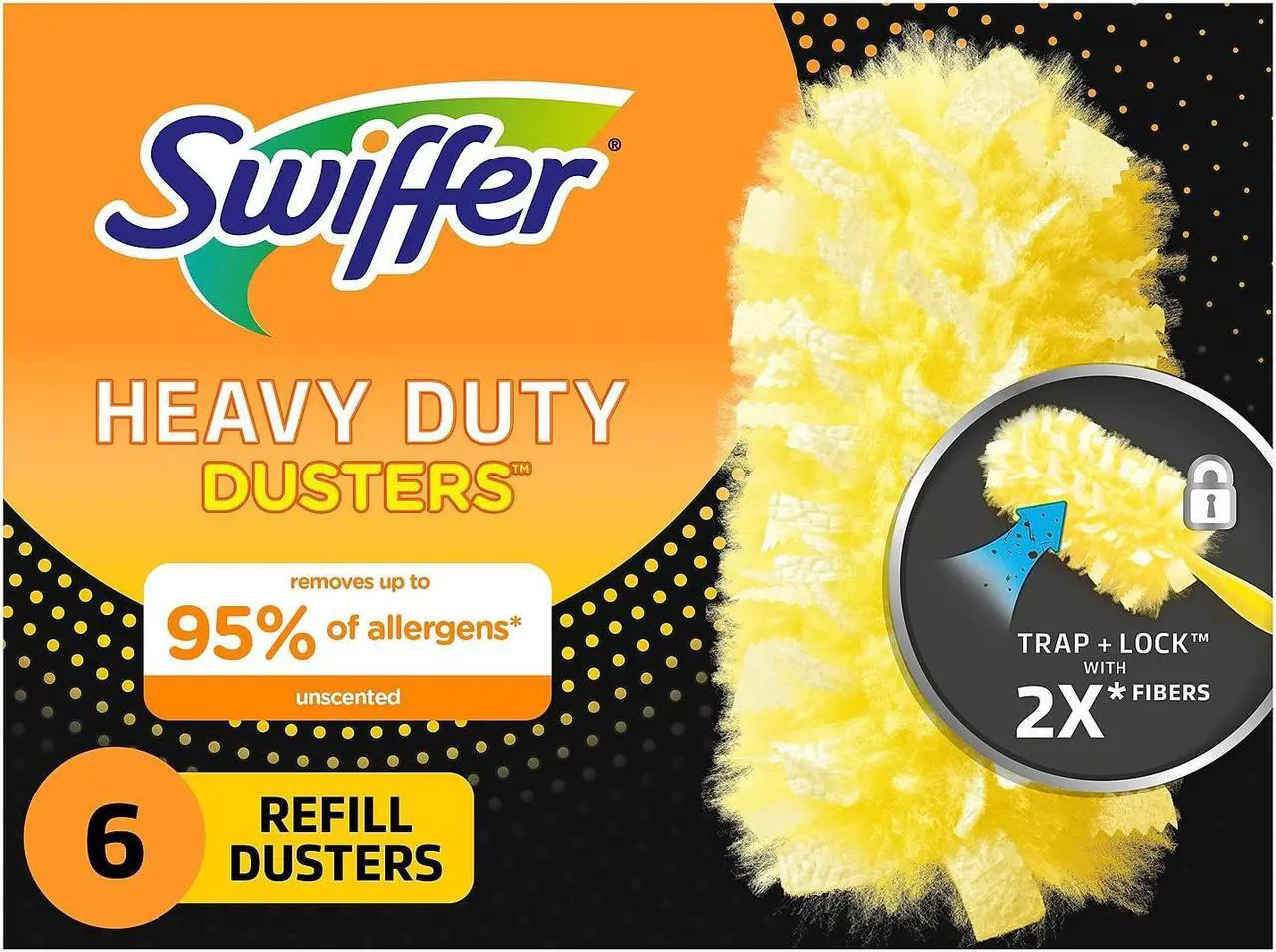 Alt view image 9 of 16 - Swiffer 360 Dusters Refill Dust Lock Fiber Yellow 6/Box 21620BX