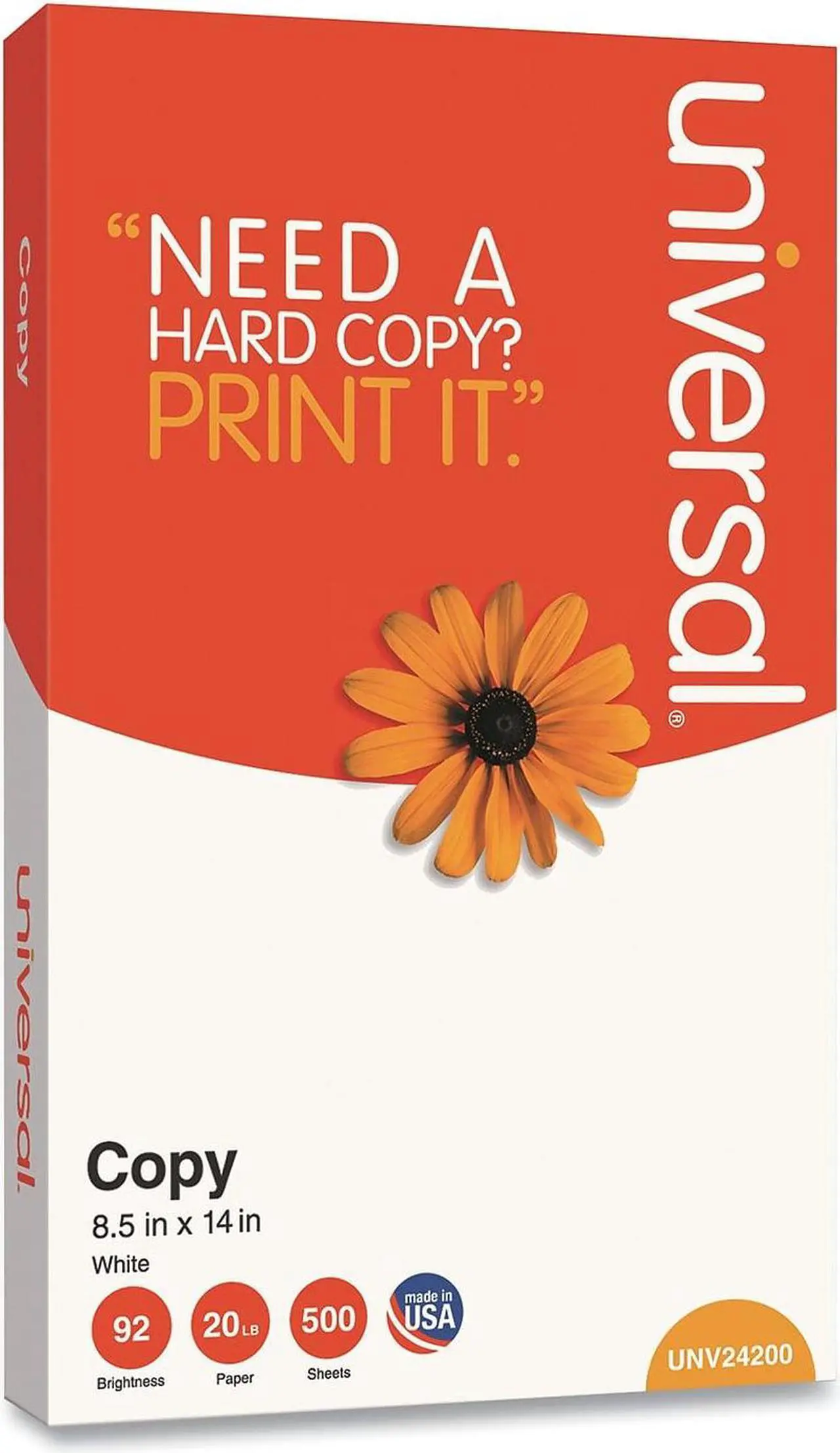 Main image of Universal Copy Paper 92 Bright 20 lb. 8.5 x 14 Legal Size White 500 Sheets/Ream 24200RM