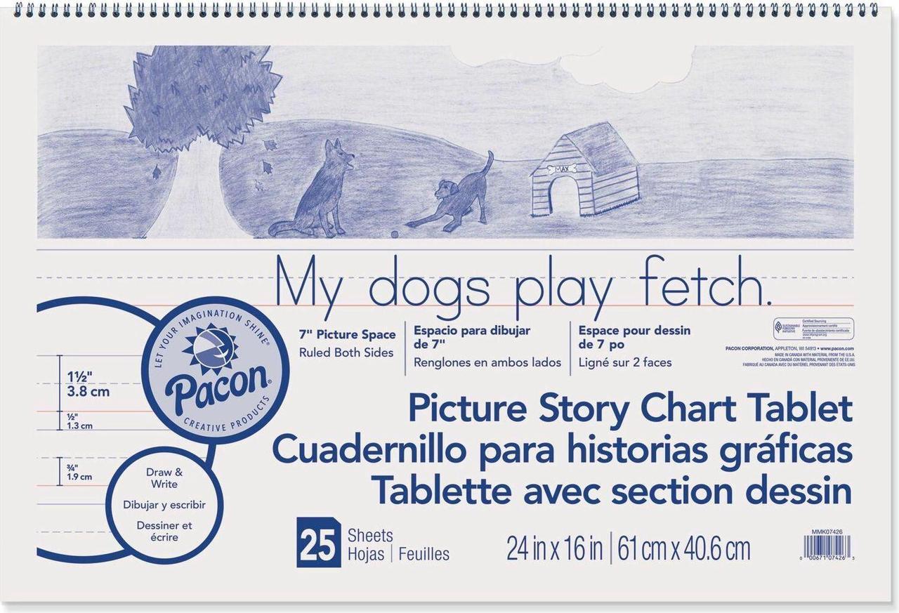 Main image of Pacon Picture Story Chart Tablet 24"x16" 1/2 Rld 25Shts WE MMK07426