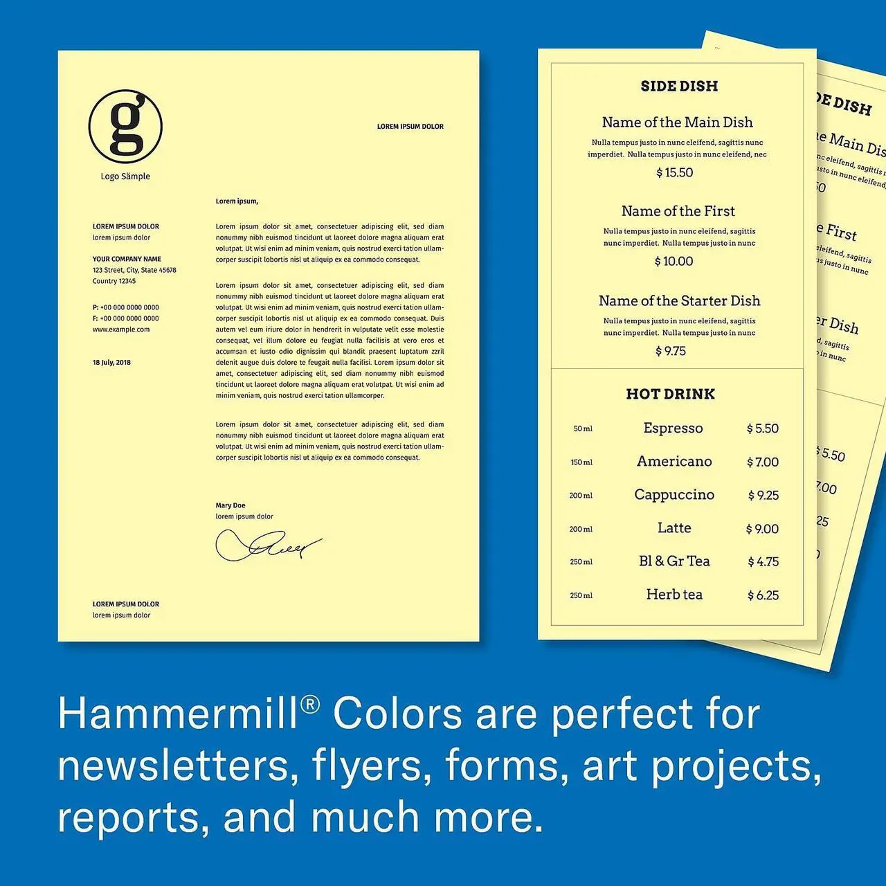 Alt view image 7 of 8 - Hammermill Multipurpose Paper 20lb. 8-1/2"x14" Canary 103358