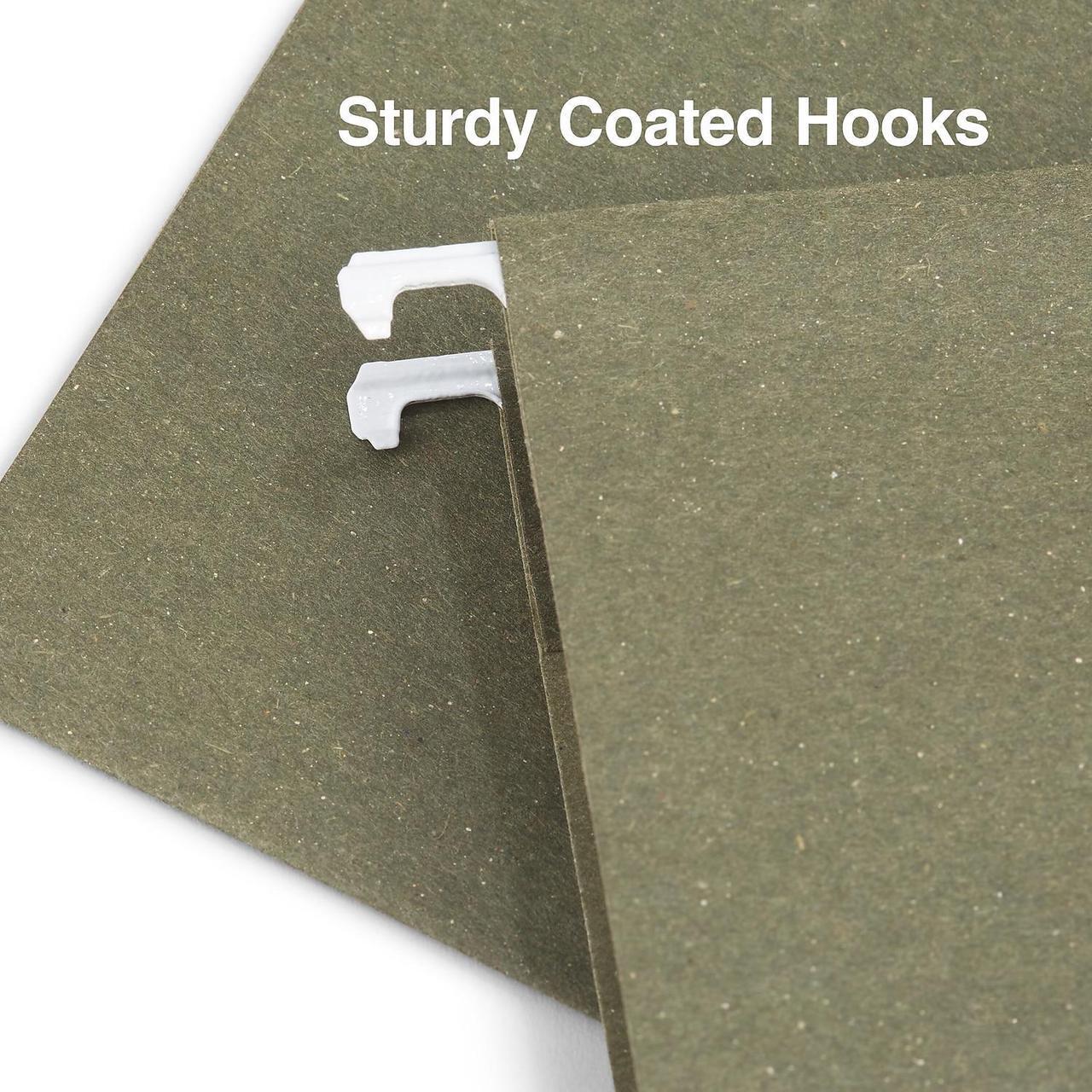 Alt view image 4 of 6 - Staples 100% Recycled Hanging File Folders Letter 1/5-Cut Tab Letter Size Standard Green 25/Box (ST116764)