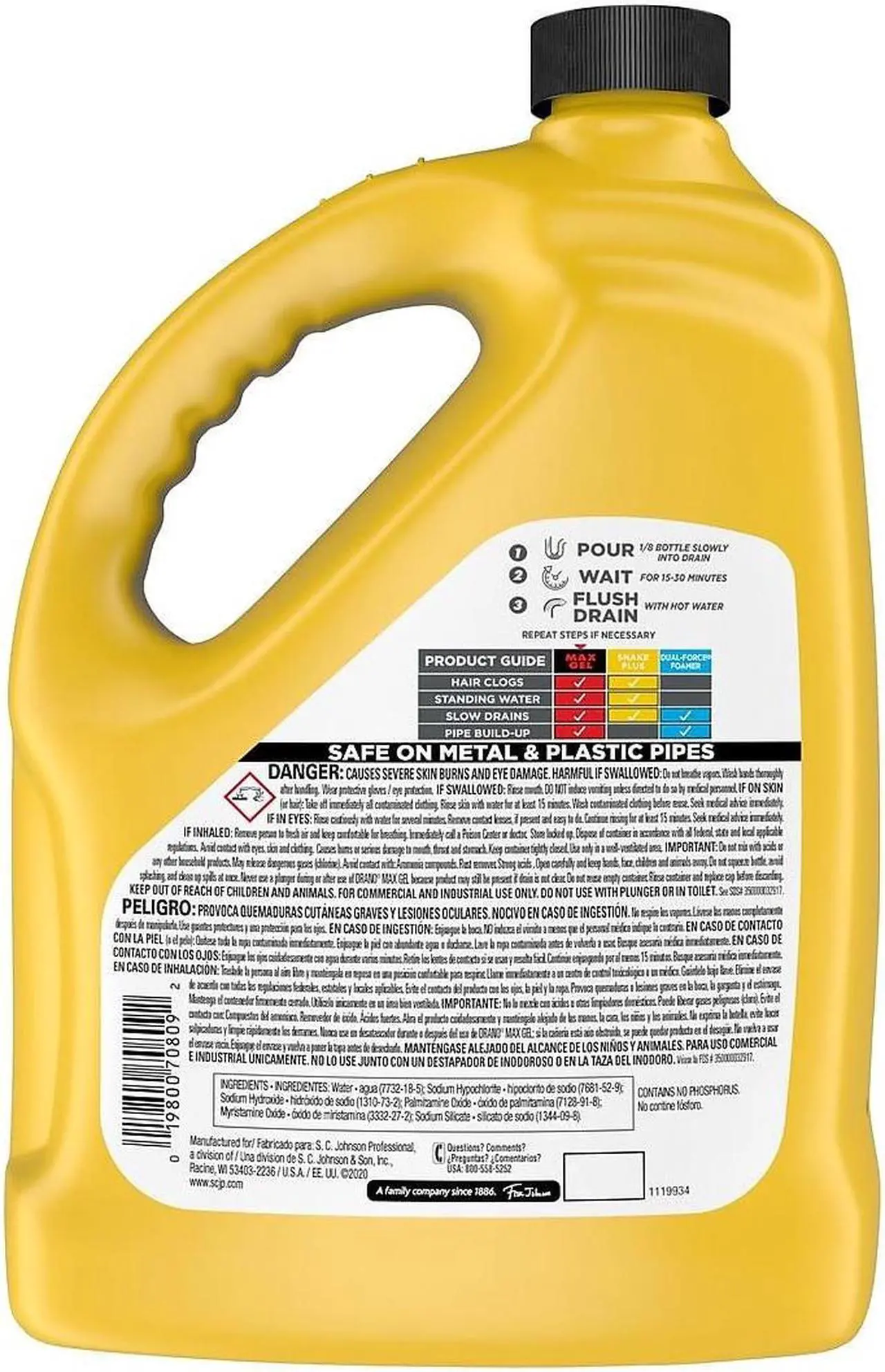 Alt view image 10 of 10 - Max Gel Clog Remover, Bleach Scent, 128 oz Bottle, 4/Carton 696642