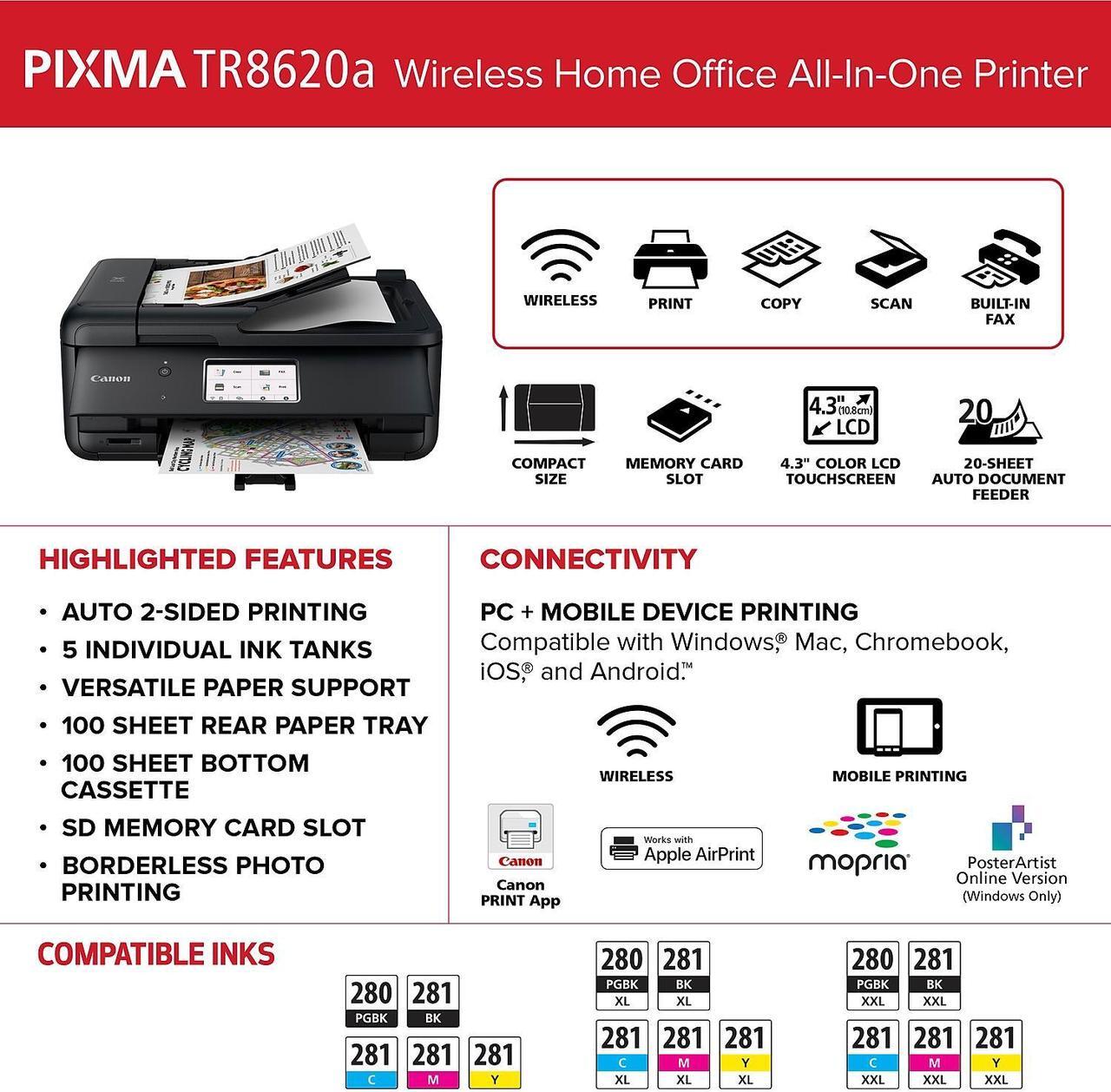 Alt view image 20 of 20 - Canon PIXMA TR8620a Wireless All-In-One Inkjet Printer #4451C032AA