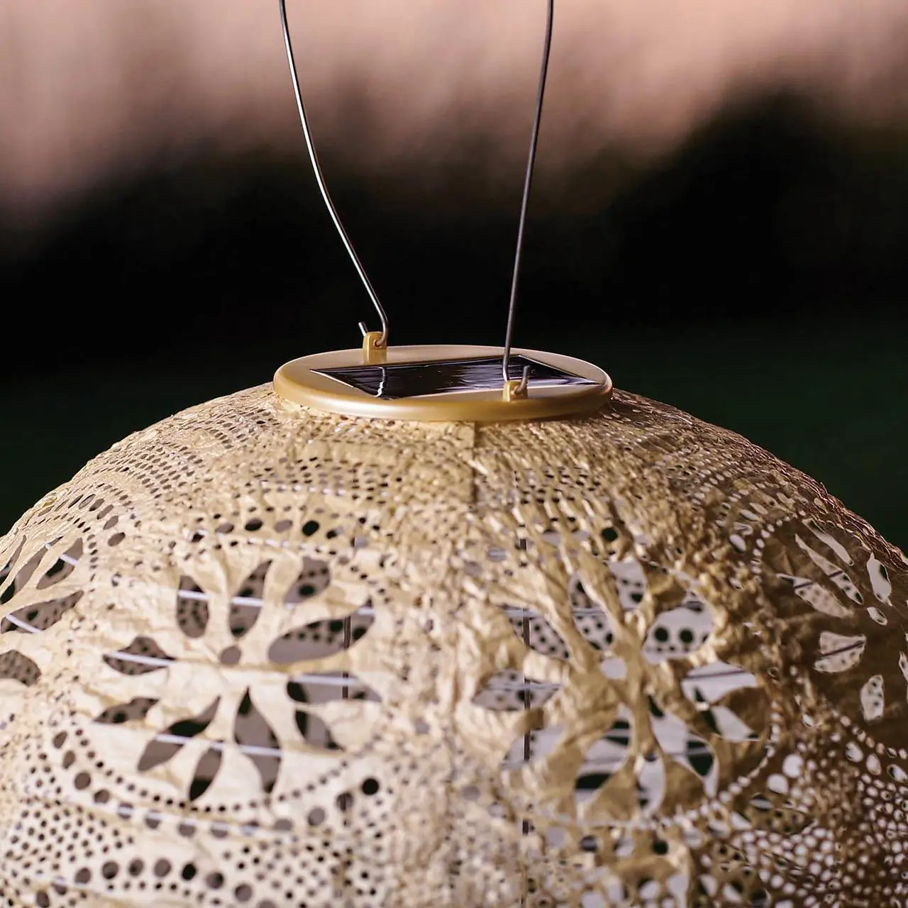 Alt view image 7 of 10 - Allsop 31598 Soji Stella Market Handmade LED Outdoor Solar Lantern, 12X12, Pearl