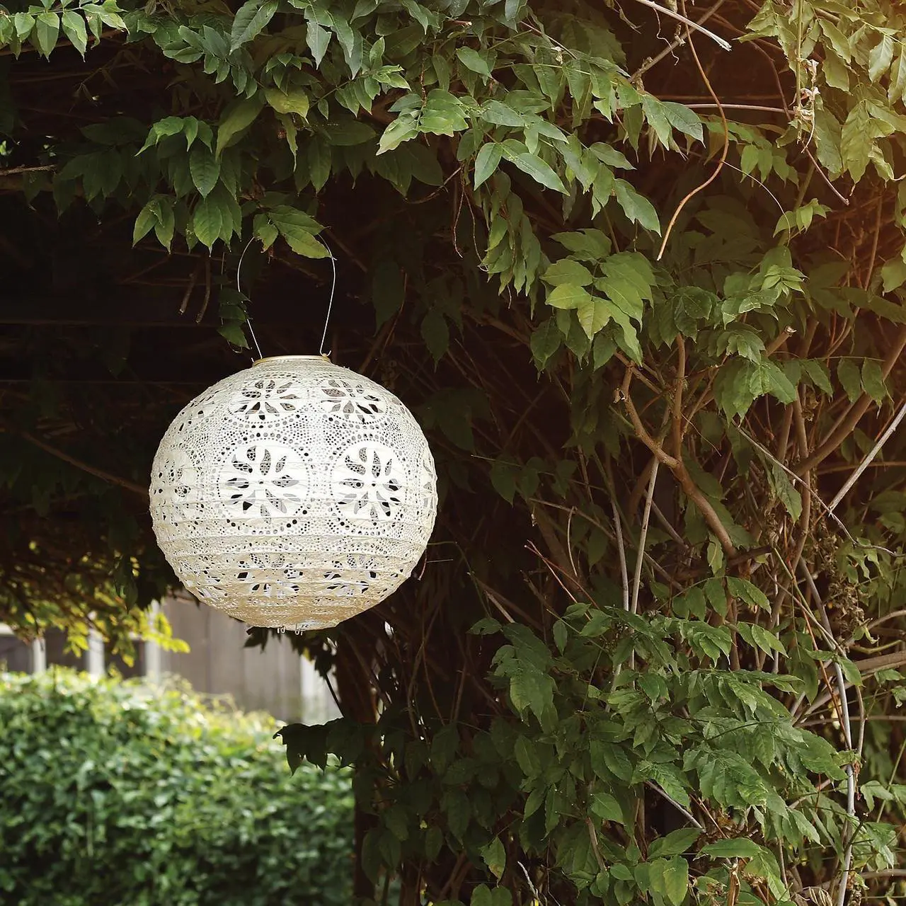 Alt view image 5 of 10 - Allsop 31598 Soji Stella Market Handmade LED Outdoor Solar Lantern, 12X12, Pearl