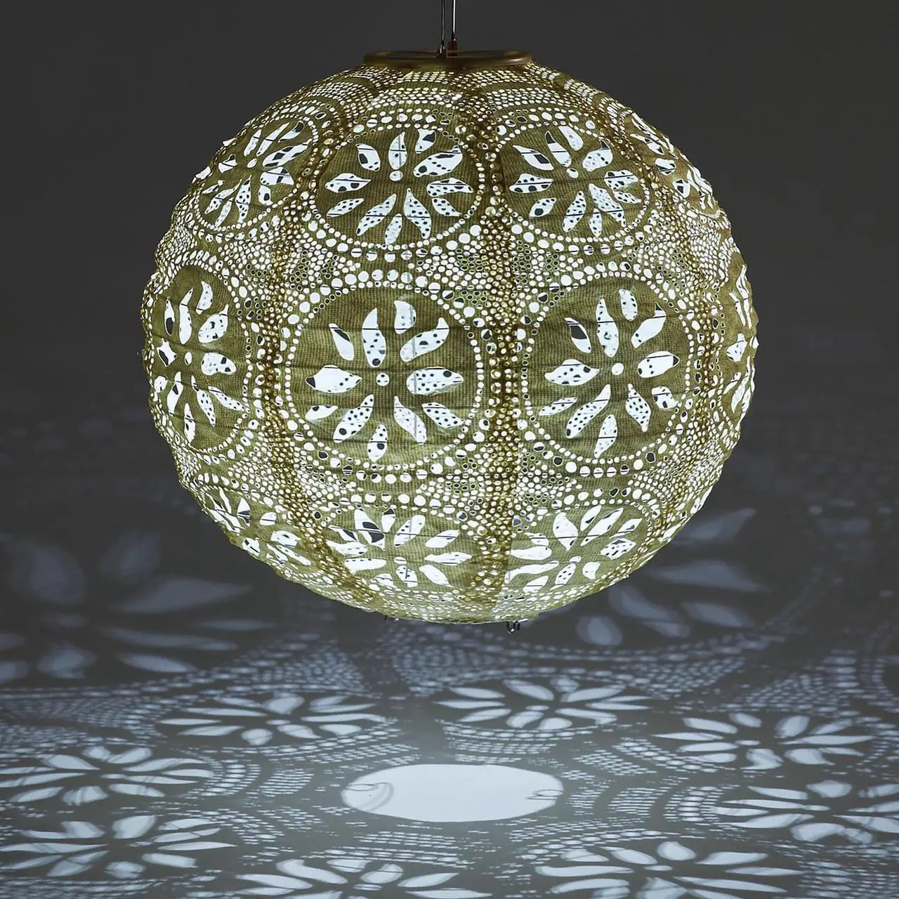 Alt view image 9 of 10 - Allsop 31598 Soji Stella Market Handmade LED Outdoor Solar Lantern, 12X12, Pearl