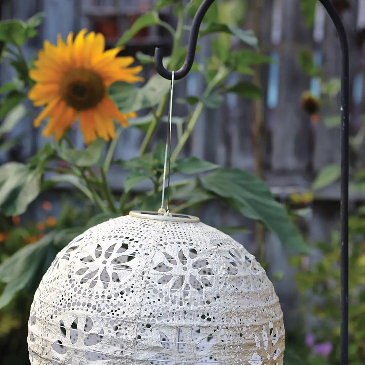 Alt view image 8 of 10 - Allsop 31598 Soji Stella Market Handmade LED Outdoor Solar Lantern, 12X12, Pearl