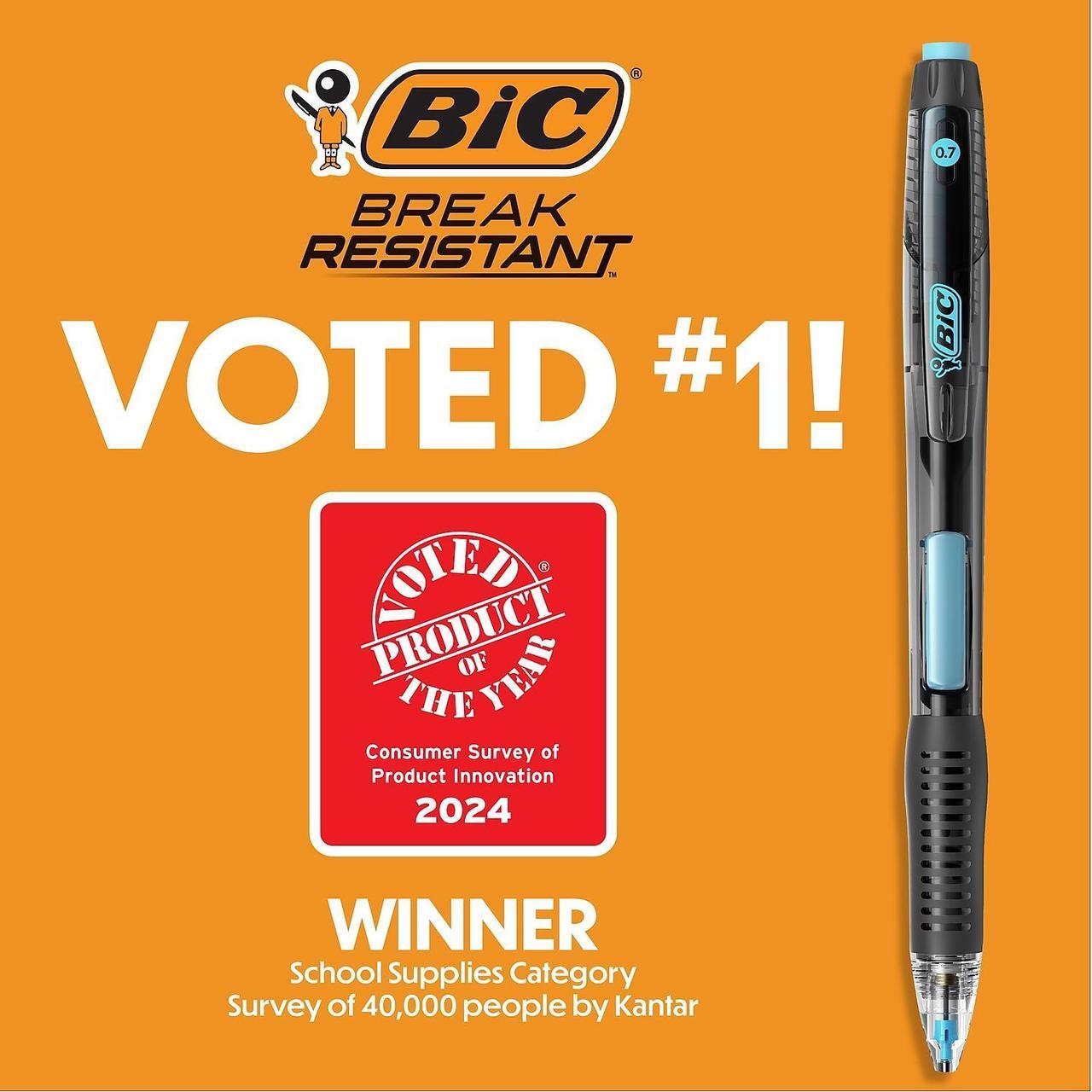 Alt view image 2 of 6 - BIC Break-Resistant Mechanical Pencils 0.7mm #2 Medium Lead 12/Pack (MV7PR11-BLK)