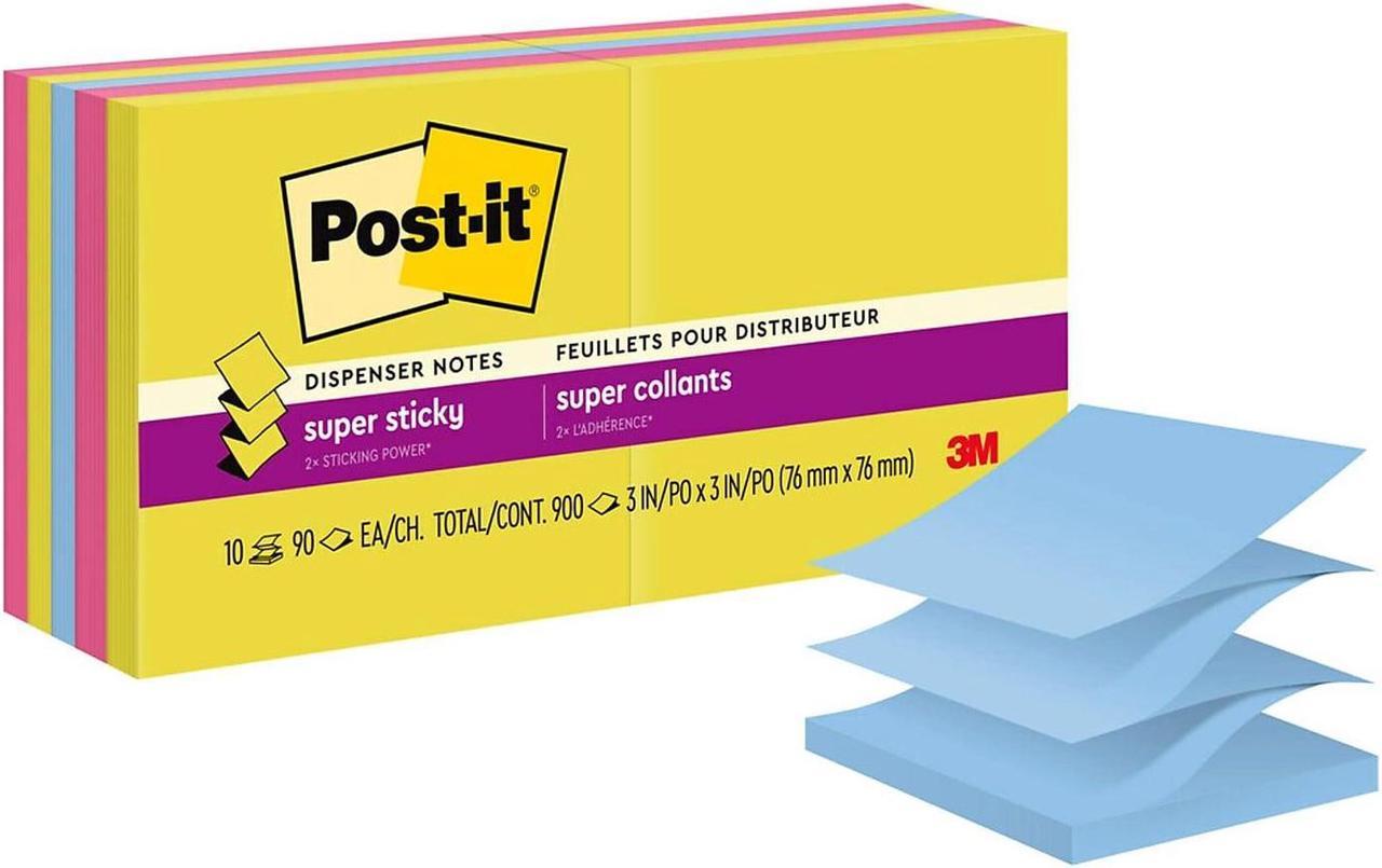 Post-it Super Sticky Pop-up Notes 3" x 3" Summer Joy Collection 90 Sheet/Pad 10 Pads/Pack (R330-10SSJOY)