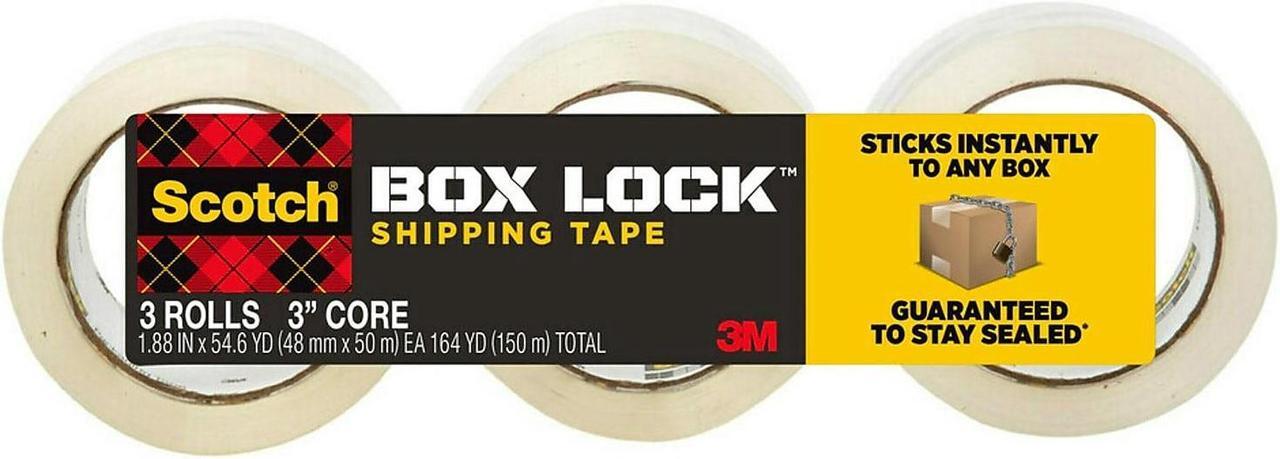 Alt view image 3 of 9 - Scotch Box Lock Shipping Packing Tape 1.88 in x 54.6 yds. Clear 3/Pack (3950-3) 39503