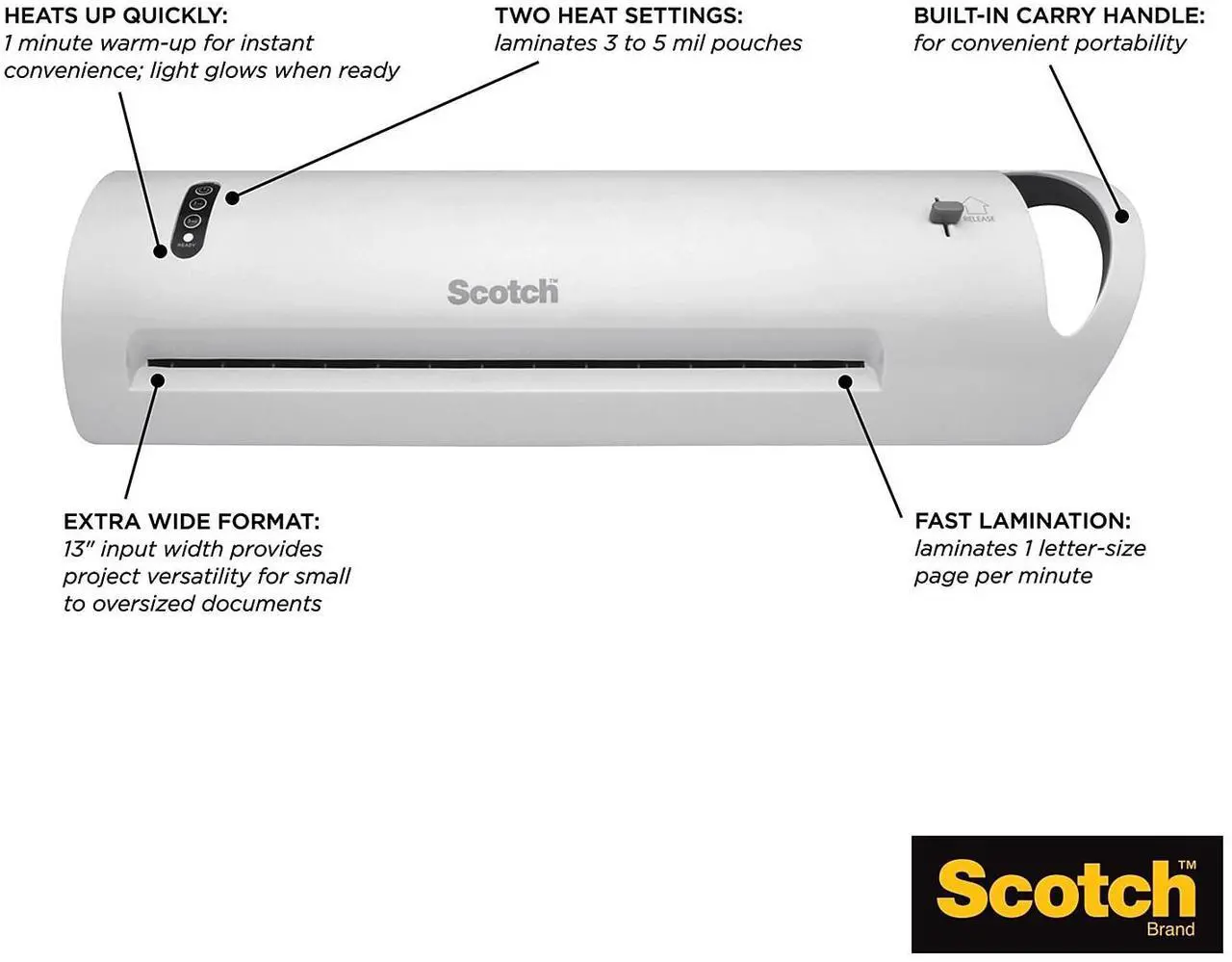 Alt view image 2 of 7 - Scotch Thermal Laminator with 20 Letter Size Pouches (TL1302XVP)