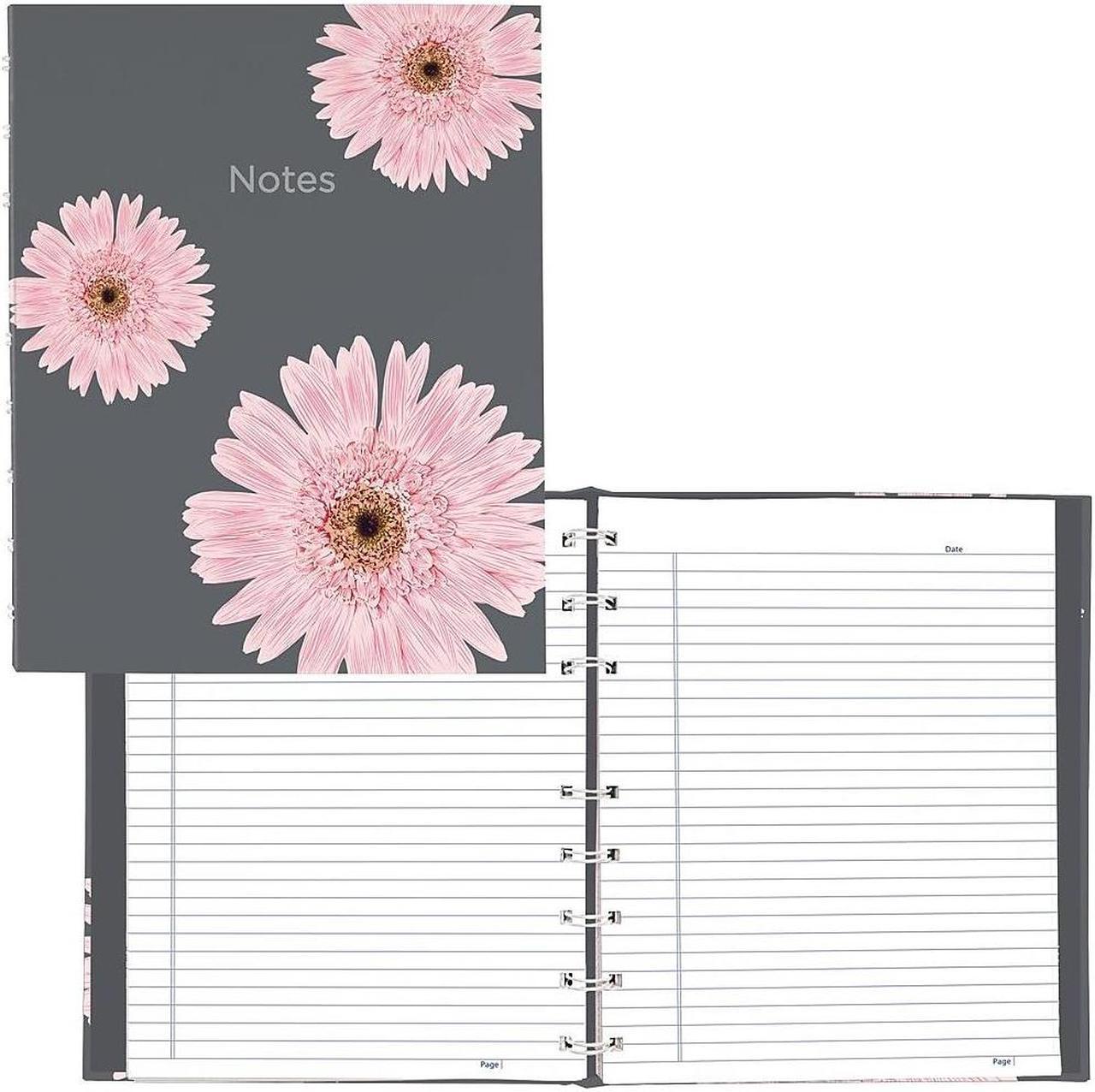Alt view image 2 of 6 - Blueline Pink Daisy NotePro Professional Notebooks 7.25" x 9.25" College Ruled 75 Sheets Gray/Silver (A6016.01)