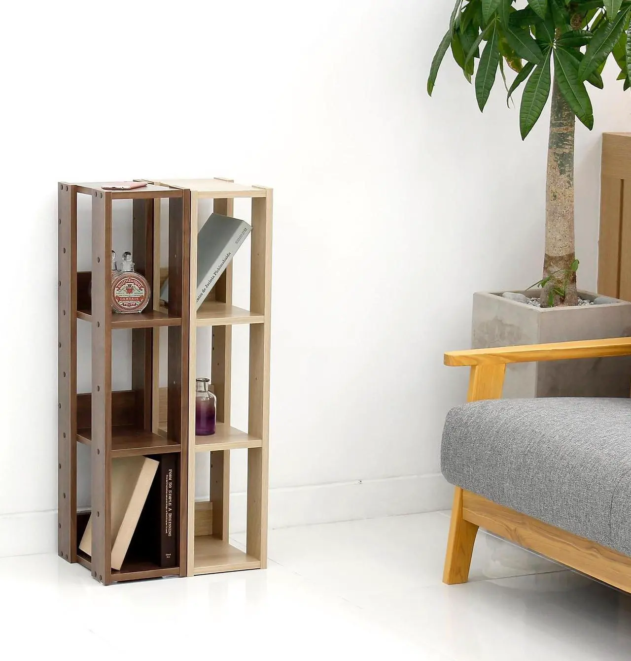 Alt view image 9 of 9 - IRIS Mado 3-Shelf Slim Open Wood Shelving Unit, Brown