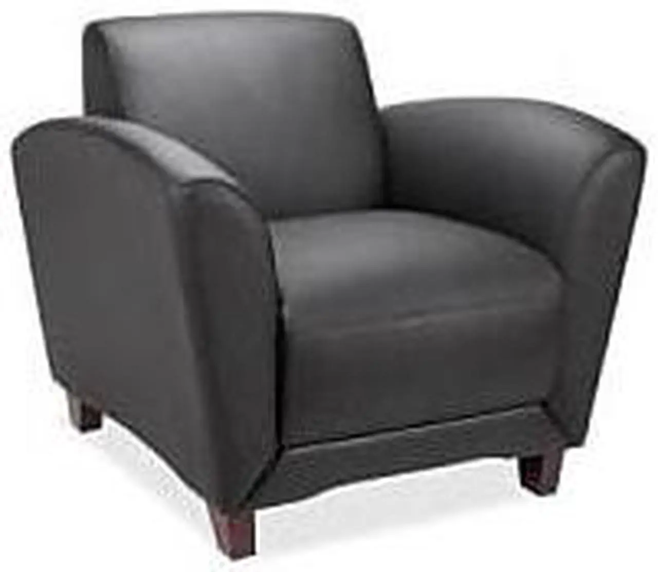 Alt view image 8 of 8 - Lorell Reception Chair Bonded 36"x34-1/2"x31-1/4" Black Leather 68952