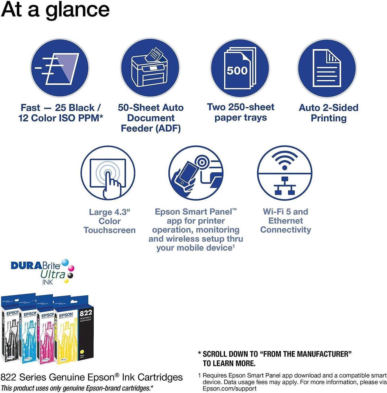 Alt view image 4 of 7 - Epson WorkForce Pro WF-4830 Wireless All-in-One Printer