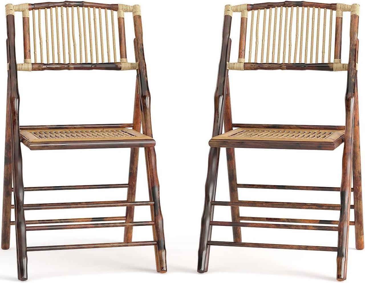 Alt view image 4 of 10 - Bamboo Folding Chairs |Set of 2 Bamboo Wood Folding Chairs