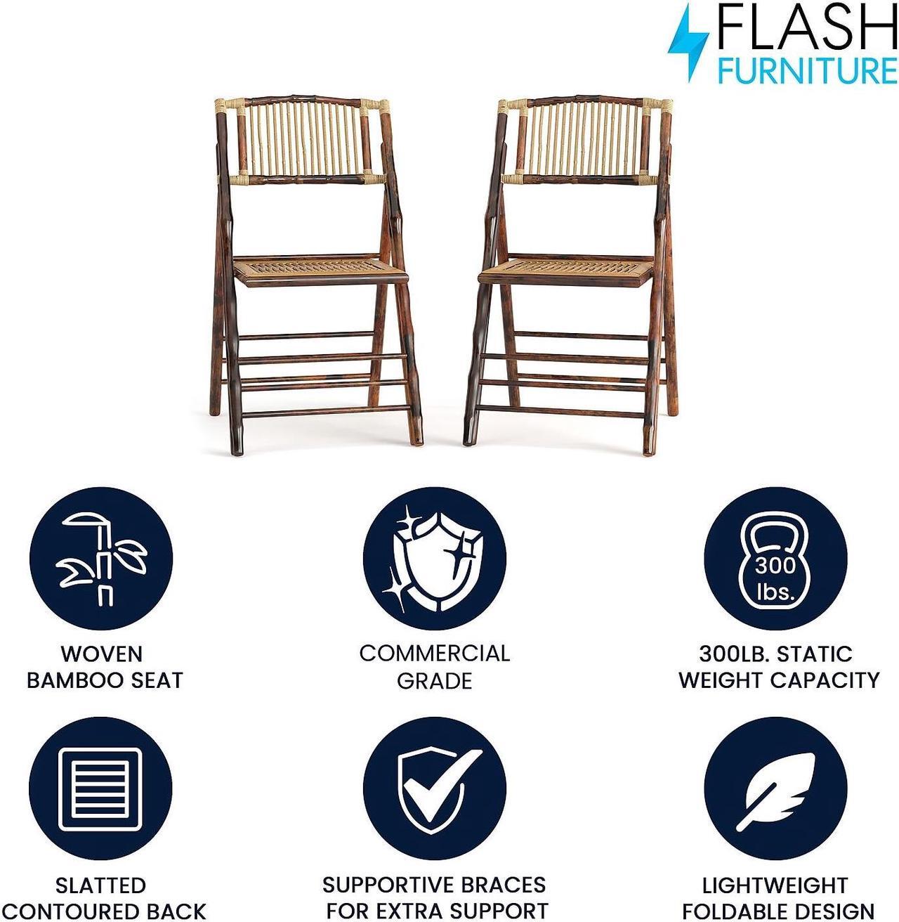 Alt view image 5 of 10 - Bamboo Folding Chairs |Set of 2 Bamboo Wood Folding Chairs