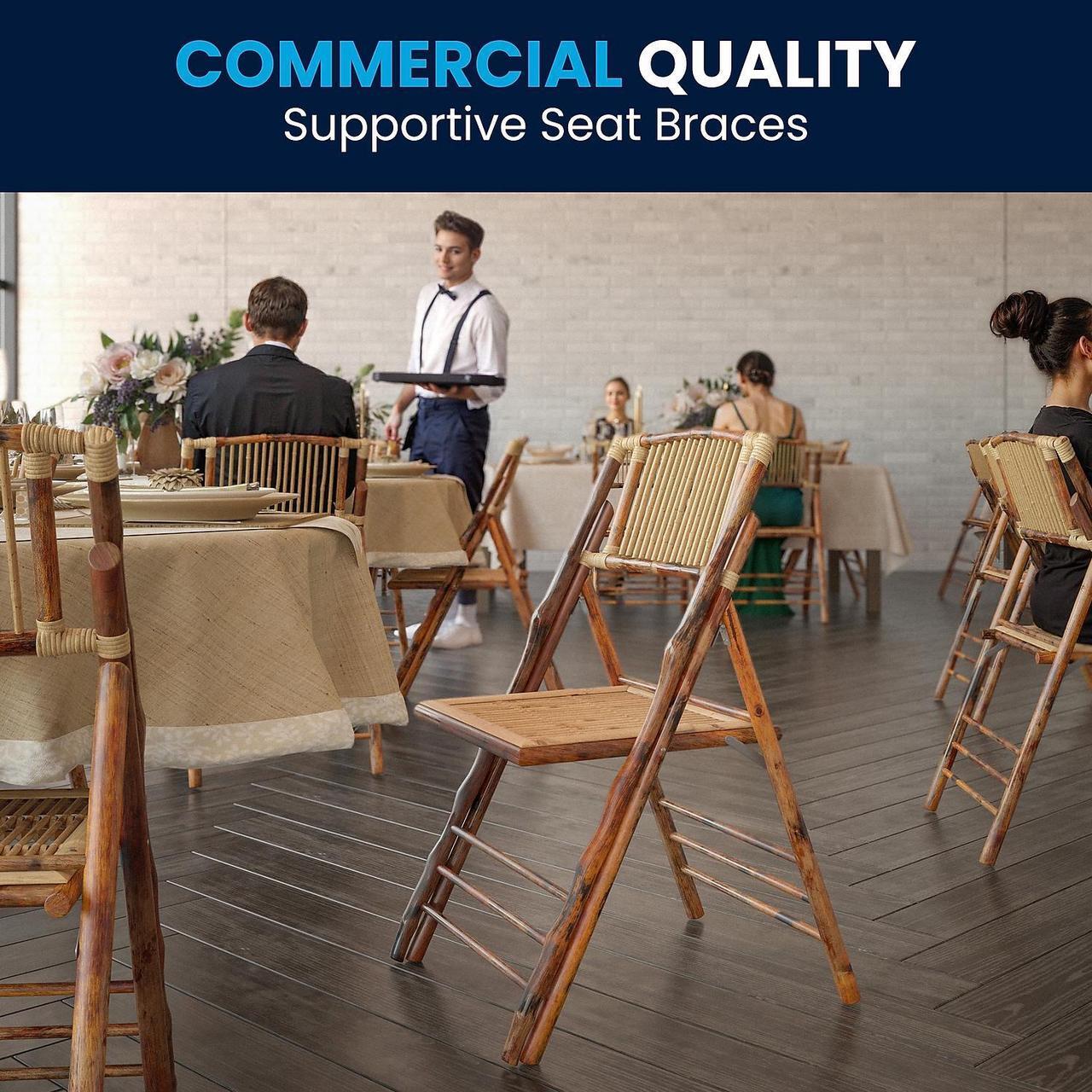 Alt view image 8 of 10 - Bamboo Folding Chairs |Set of 2 Bamboo Wood Folding Chairs
