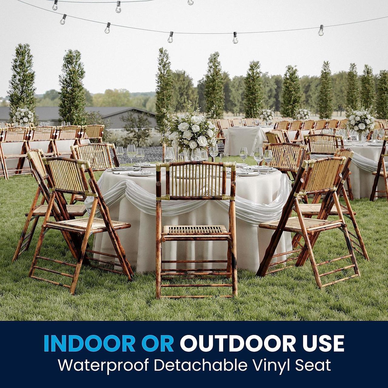 Alt view image 7 of 10 - Bamboo Folding Chairs |Set of 2 Bamboo Wood Folding Chairs