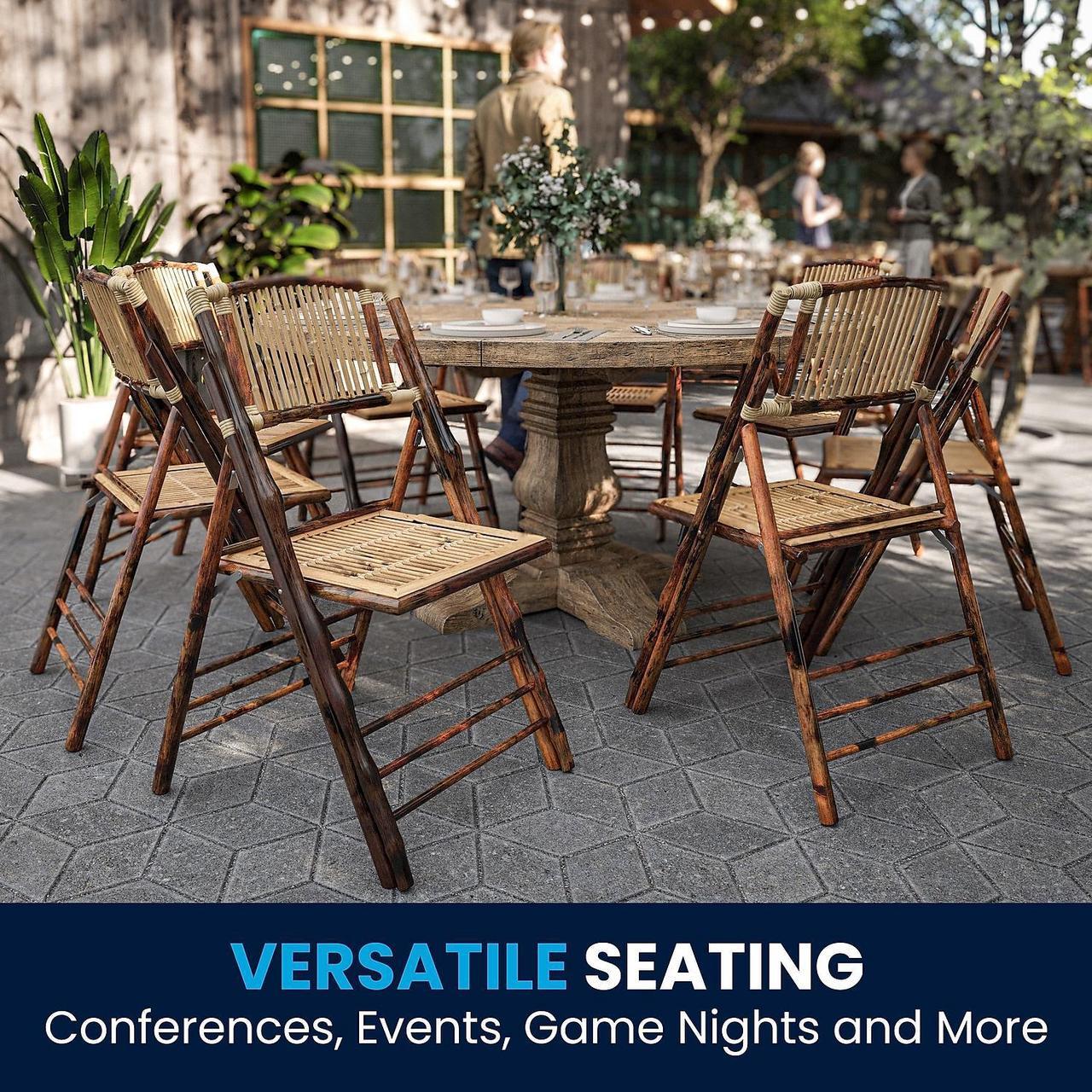 Alt view image 9 of 10 - Bamboo Folding Chairs |Set of 2 Bamboo Wood Folding Chairs