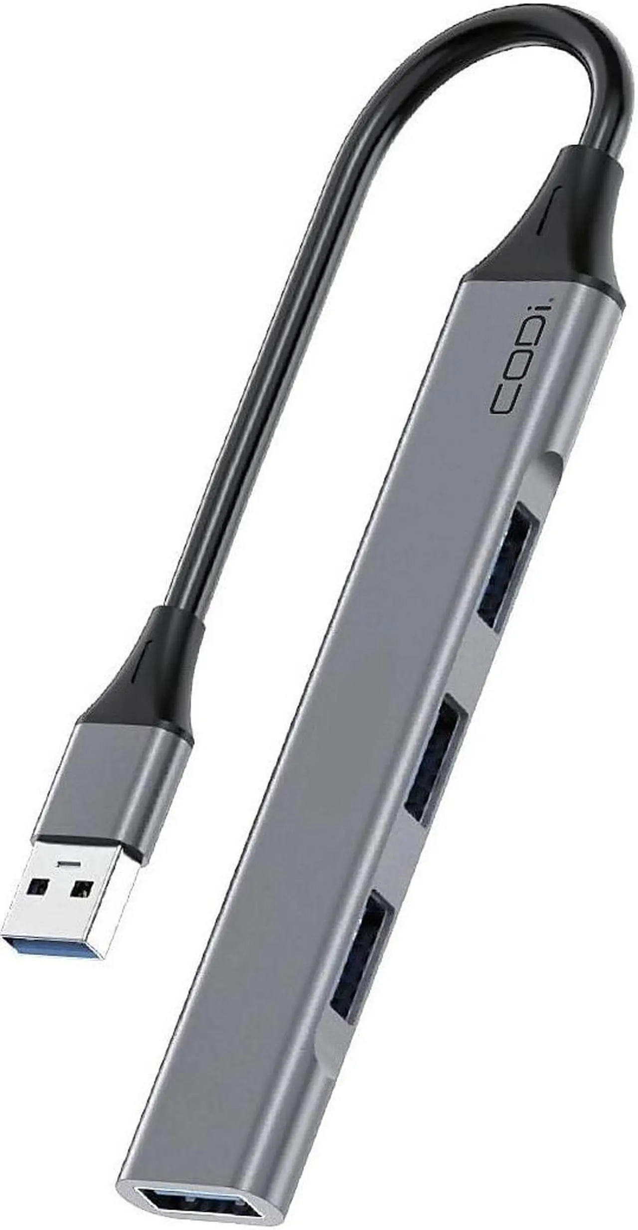 Alt view image 6 of 8 - Codi USB-A 4-Port Hub - for Computer - USB Type A - 4 x USB Ports - 1 x USB 2.0 - 2 x USB 3.0 - Gray - Wired