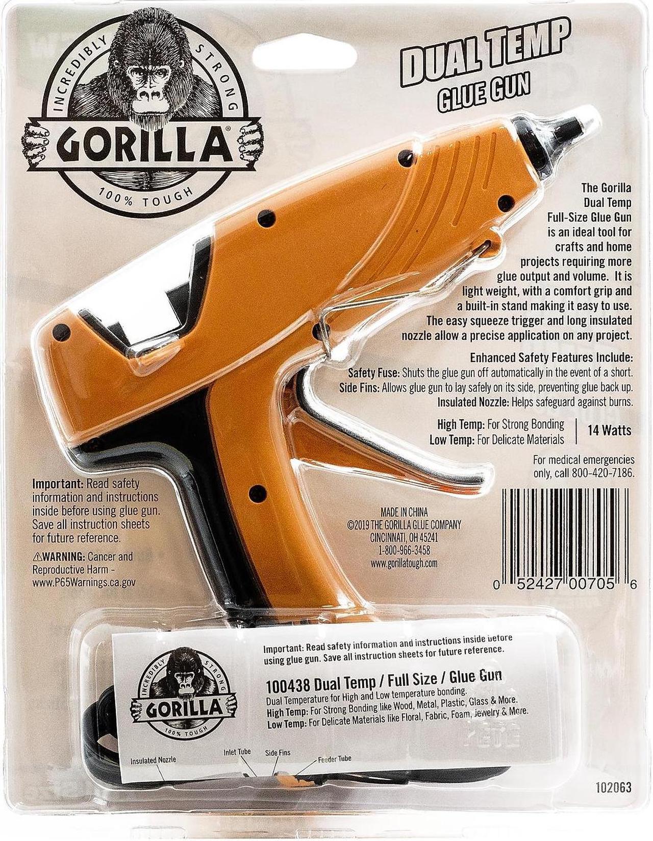 Alt view image 6 of 10 - gorilla dual temp full-size hot glue gun, orange