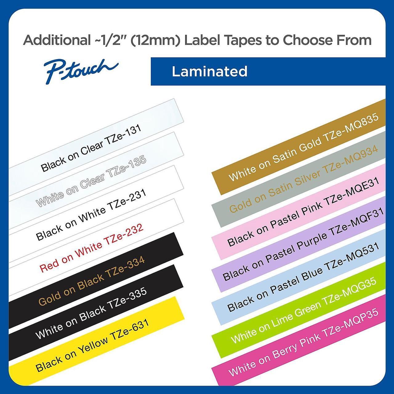 Alt view image 5 of 15 - Brother P-touch TZe-231 Laminated Label Maker Tape 1/2" x 26-2/10' Black on White 8/Pack (TZe-2318PKB) TZE-2318PKB