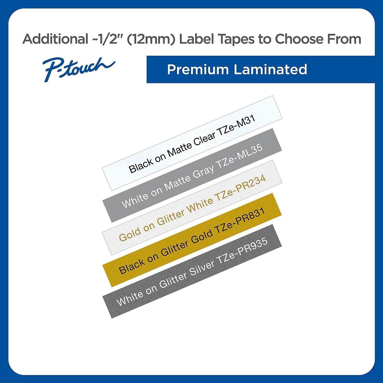 Alt view image 7 of 15 - Brother P-touch TZe-231 Laminated Label Maker Tape 1/2" x 26-2/10' Black on White 8/Pack (TZe-2318PKB) TZE-2318PKB