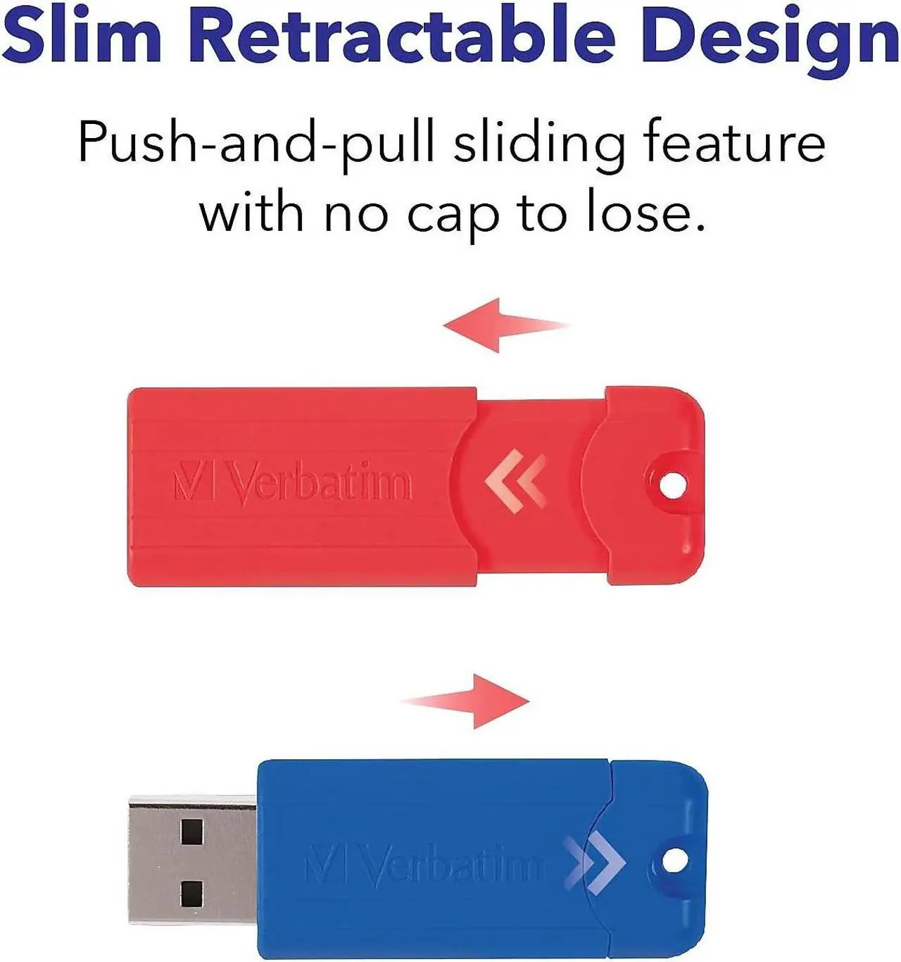 Alt view image 8 of 15 - verbatim 32gb pinstripe usb 3.0 flash drive retractable thumb drive - 5 pack - multicolor (green, blue, red, purple, cyan)