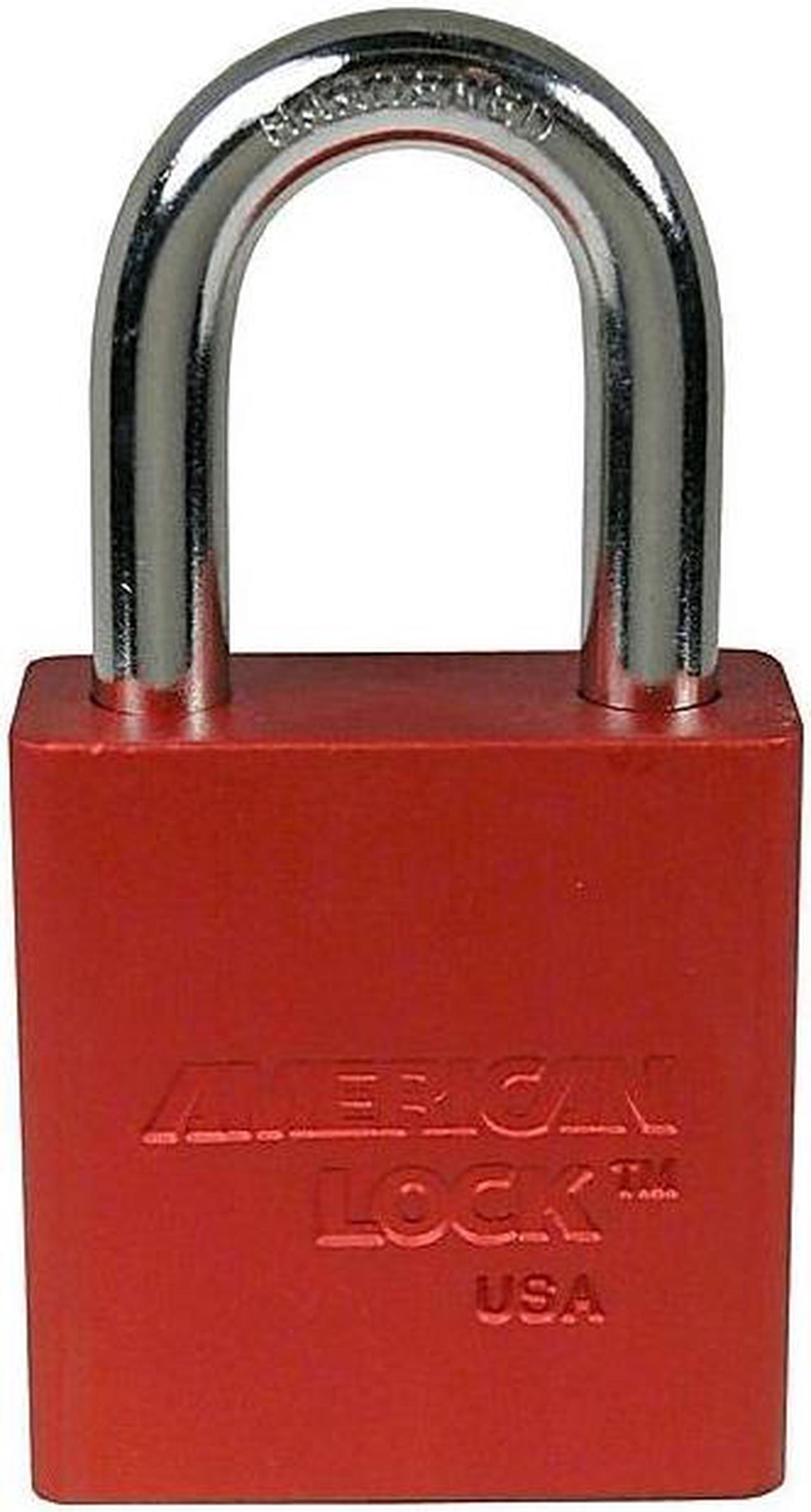 American Lock Rectangular Padlocks 5 Pin Aluminum Red Keyed Different (A1106RED)