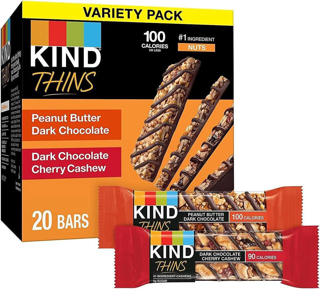 Main image of KIND Thins Gluten-Free Bar Variety Pack 14.8 oz. 20 Bars/Box (41891) PHW41891