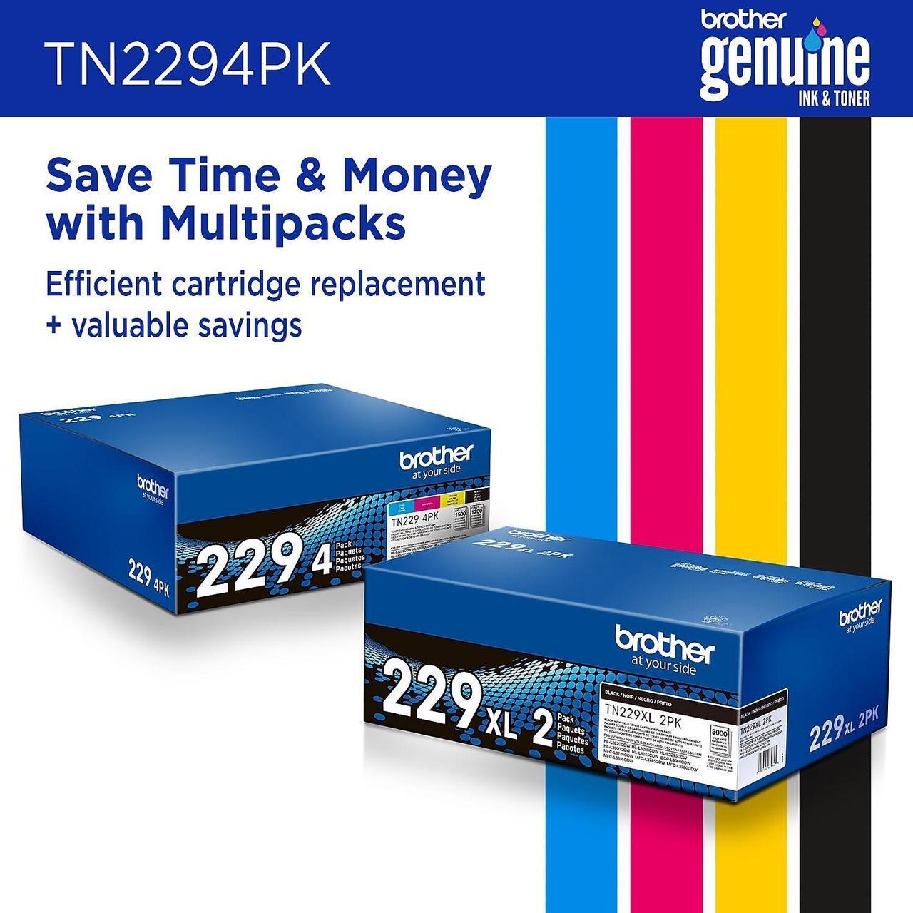 Alt view image 7 of 16 - Brother Genuine TN2294PK Standard Yield Toner Cartridge B/C/M/Y Multi-Pack