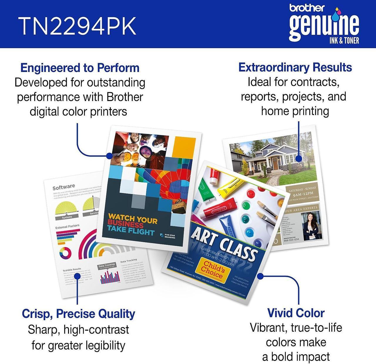 Alt view image 8 of 16 - Brother Genuine TN2294PK Standard Yield Toner Cartridge B/C/M/Y Multi-Pack